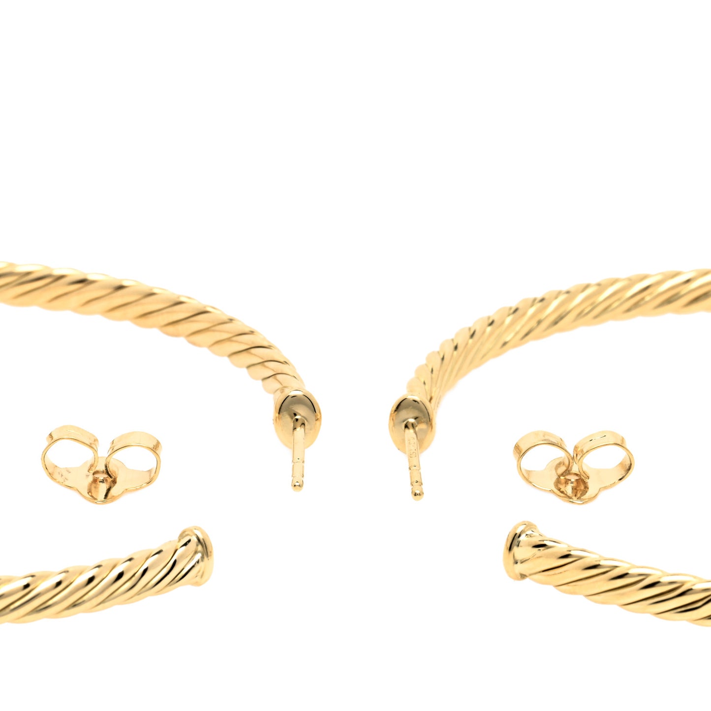 18K Yellow Gold Large Cablespira Hoop Earrings