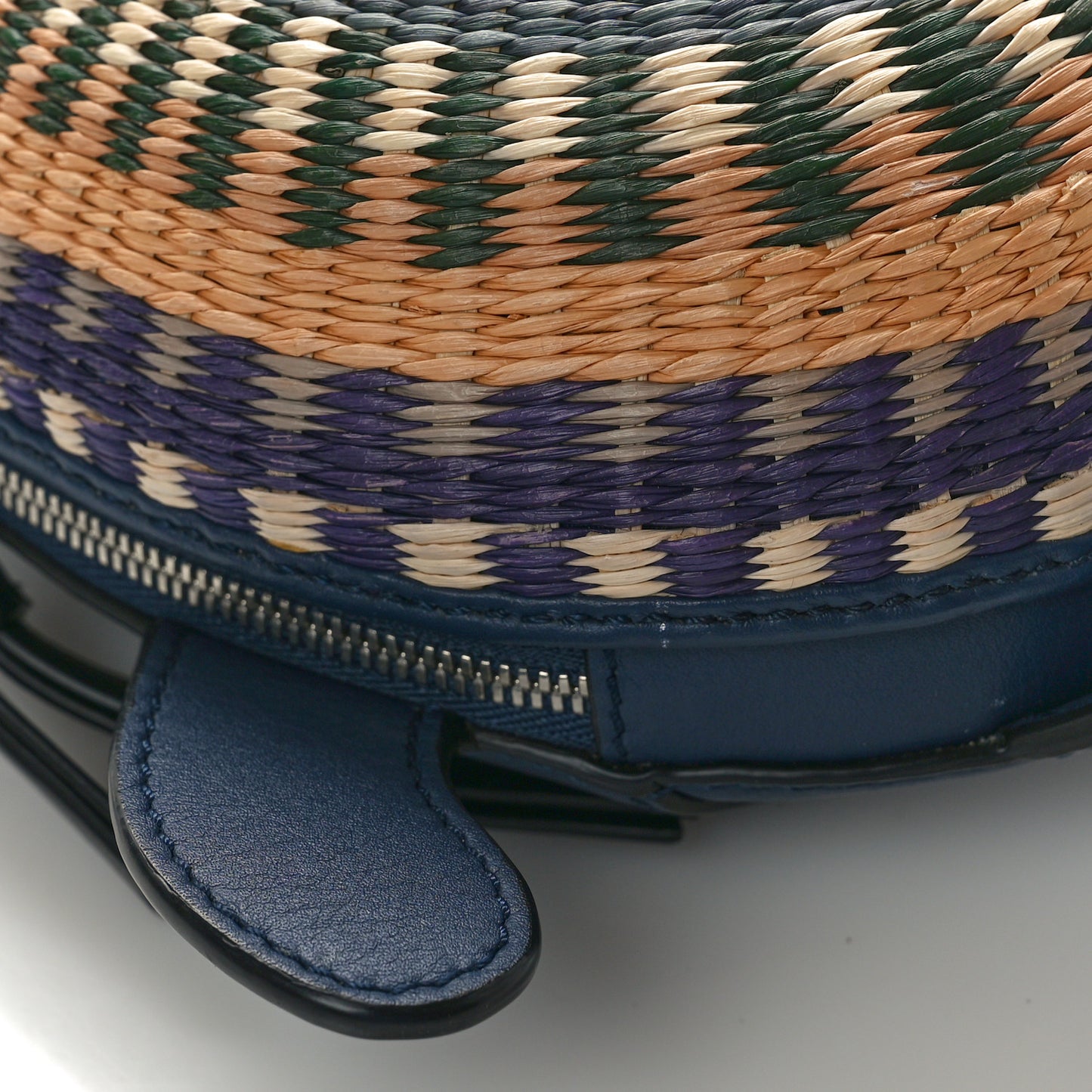 Raffia Calfskin Paula's Ibiza Turtle Pouch Ocean Multicolor