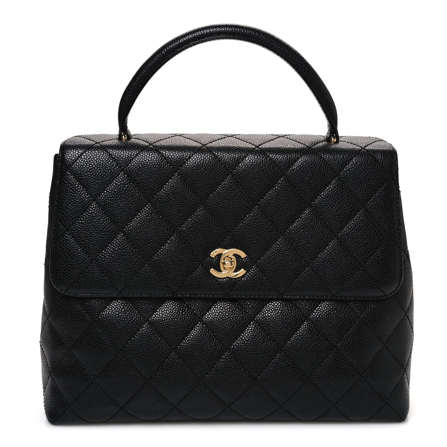 Caviar Quilted Jumbo Kelly Flap Black