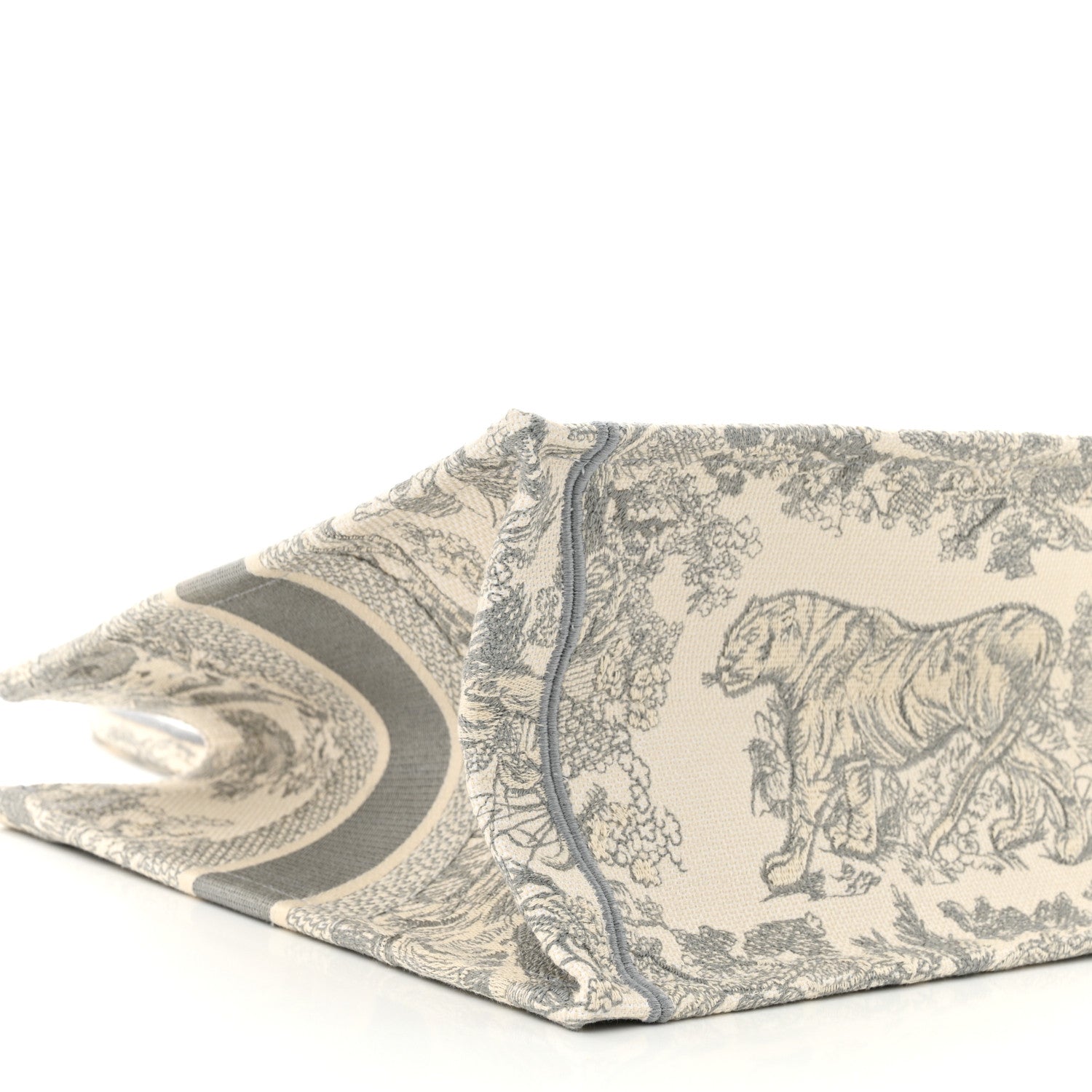 Christian Dior Canvas Embroidered Medium Dioriviera Toile De Jouy Book Tote Gray 9 of 11