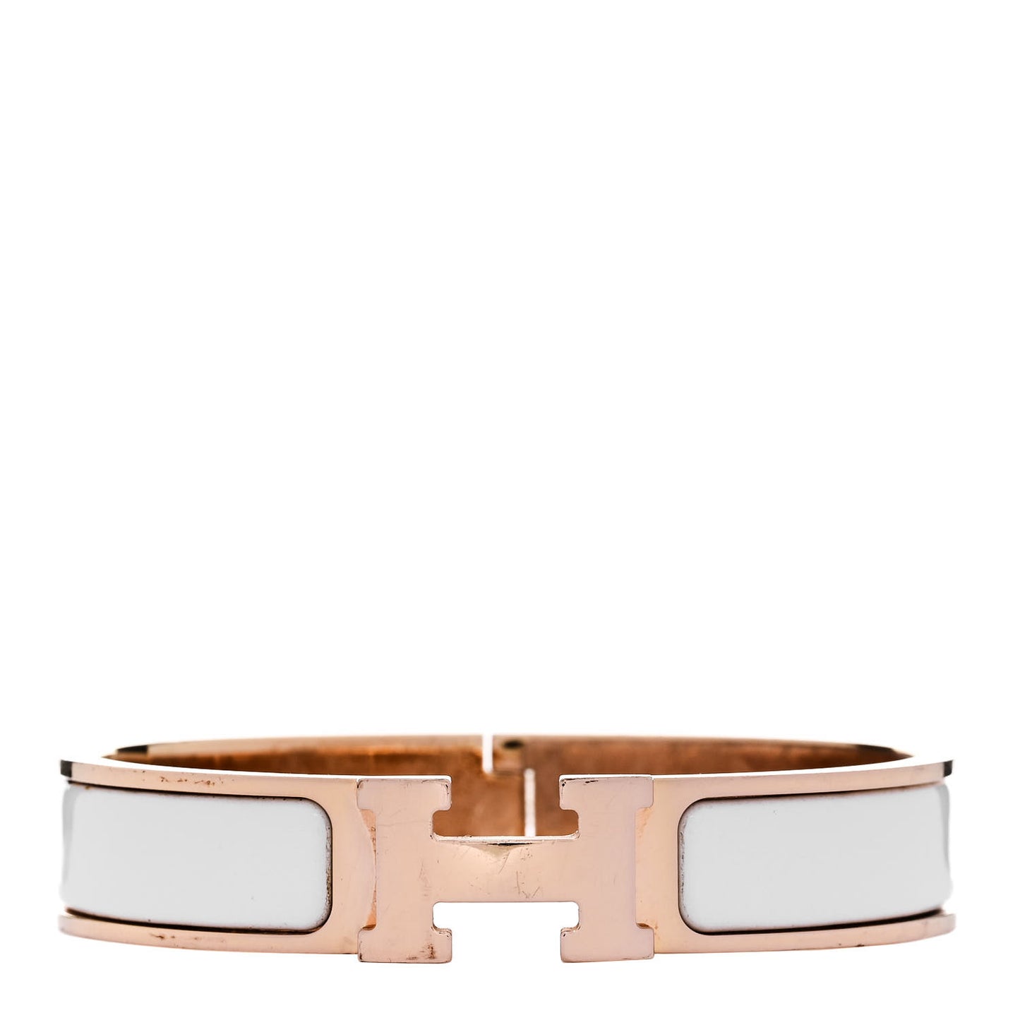 Enamel Narrow Clic Clac H Bracelet PM White