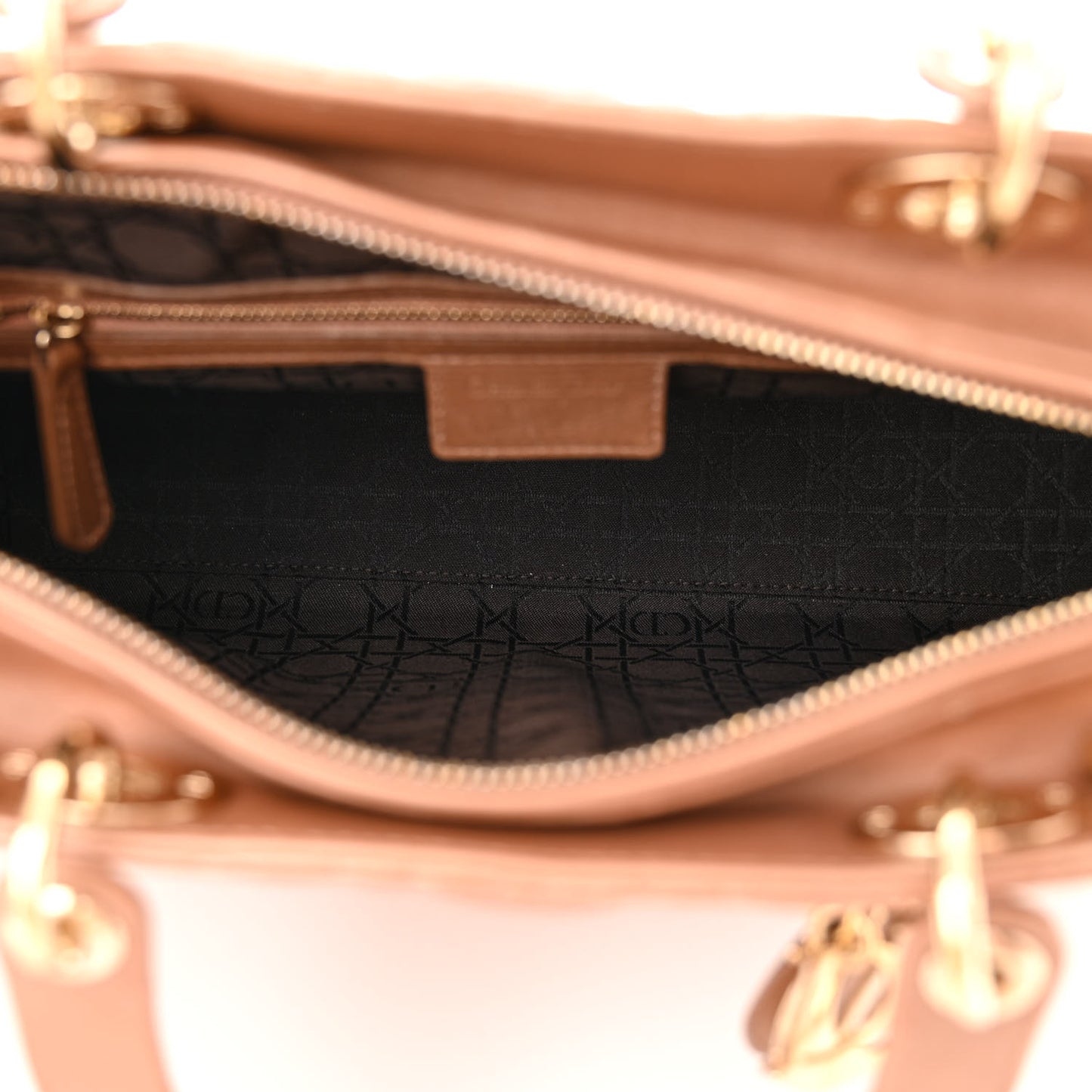 Metallic Lambskin Cannage Large Lady Dior Pink