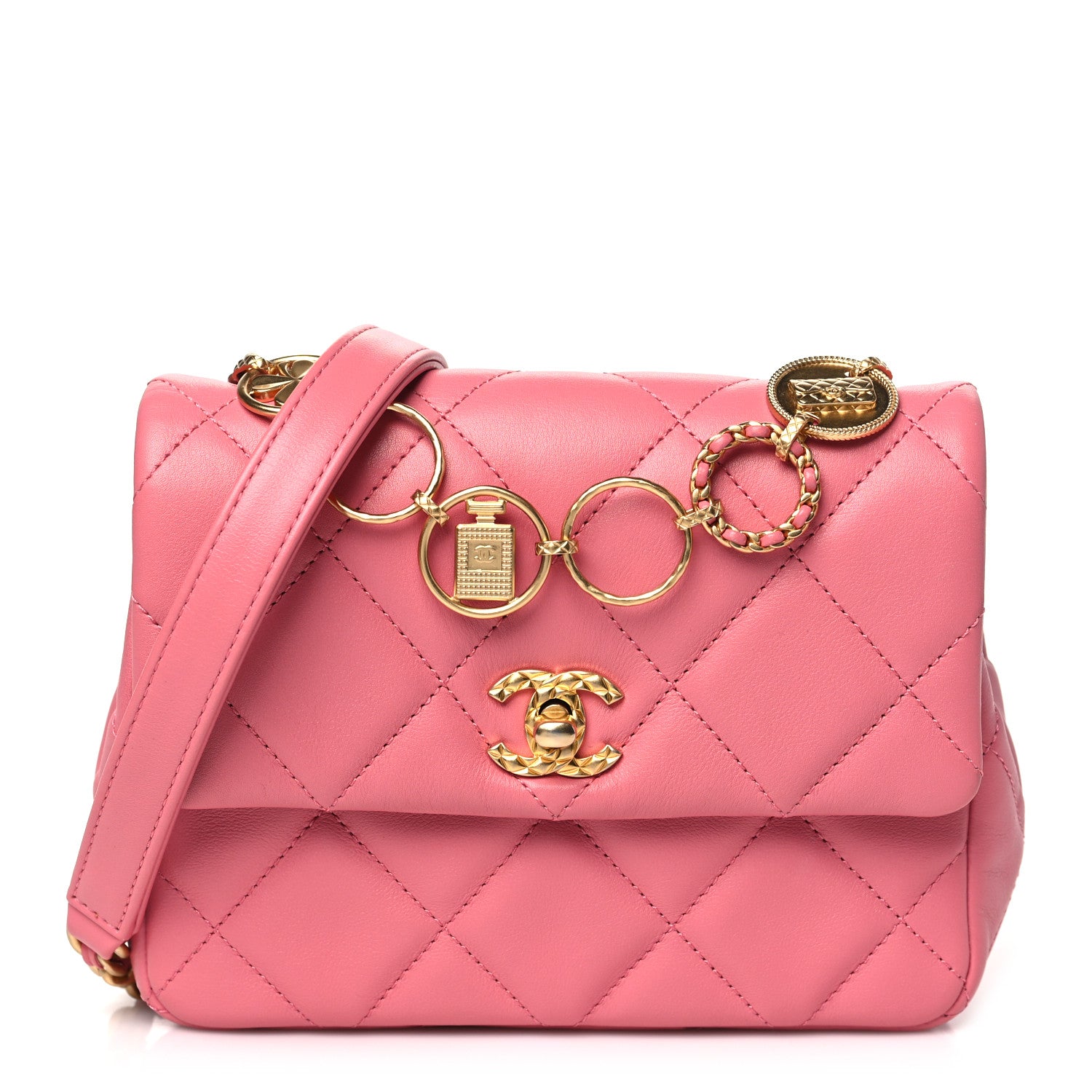 Chanel Lambskin Quilted Mini Charms Square Flap Pink 1 of 10