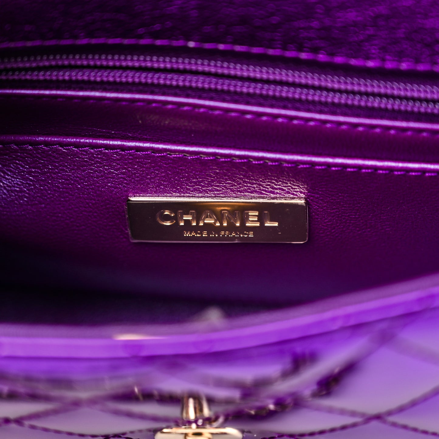 Mirror Calfskin Metallic Calfskin Quilted Hollywood Boulevard Mini Flap With Star Coin Purse Purple
