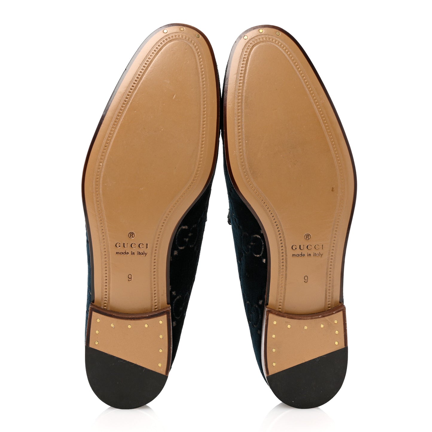 Velvet GG Monogram Horsebit Mens Jordaan Loafers 9 Blue Beige
