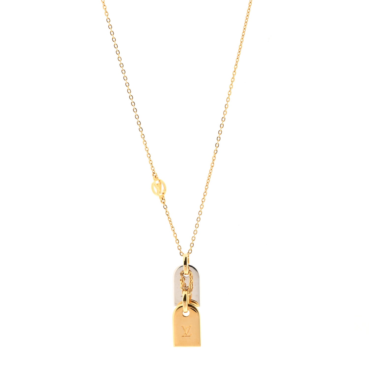 Louis Vuitton Nanogram Name Tag Necklace Gold 1303512 – FASHIONPHILE