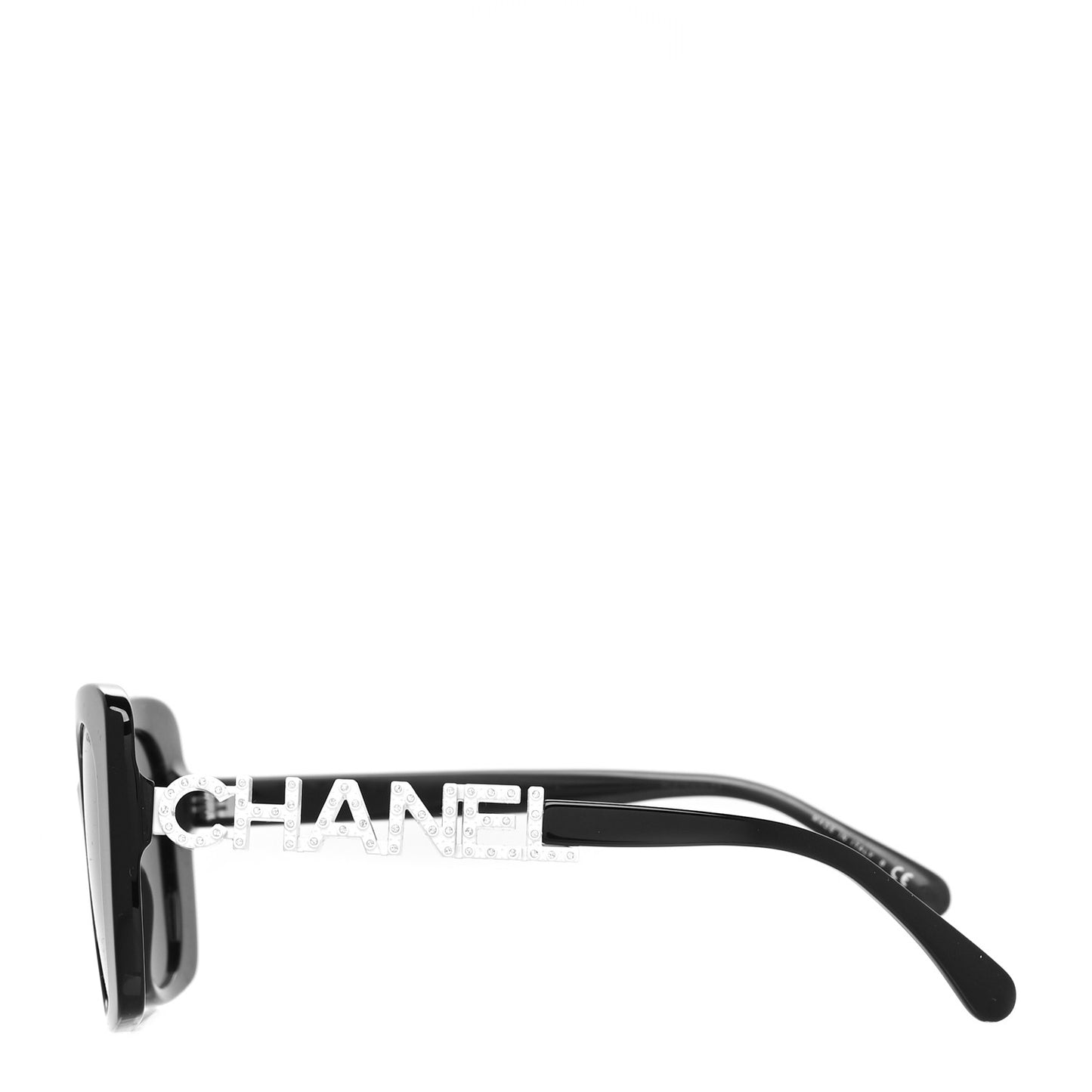 Acetate Strass Square Sunglasses 5422-B-A Black White