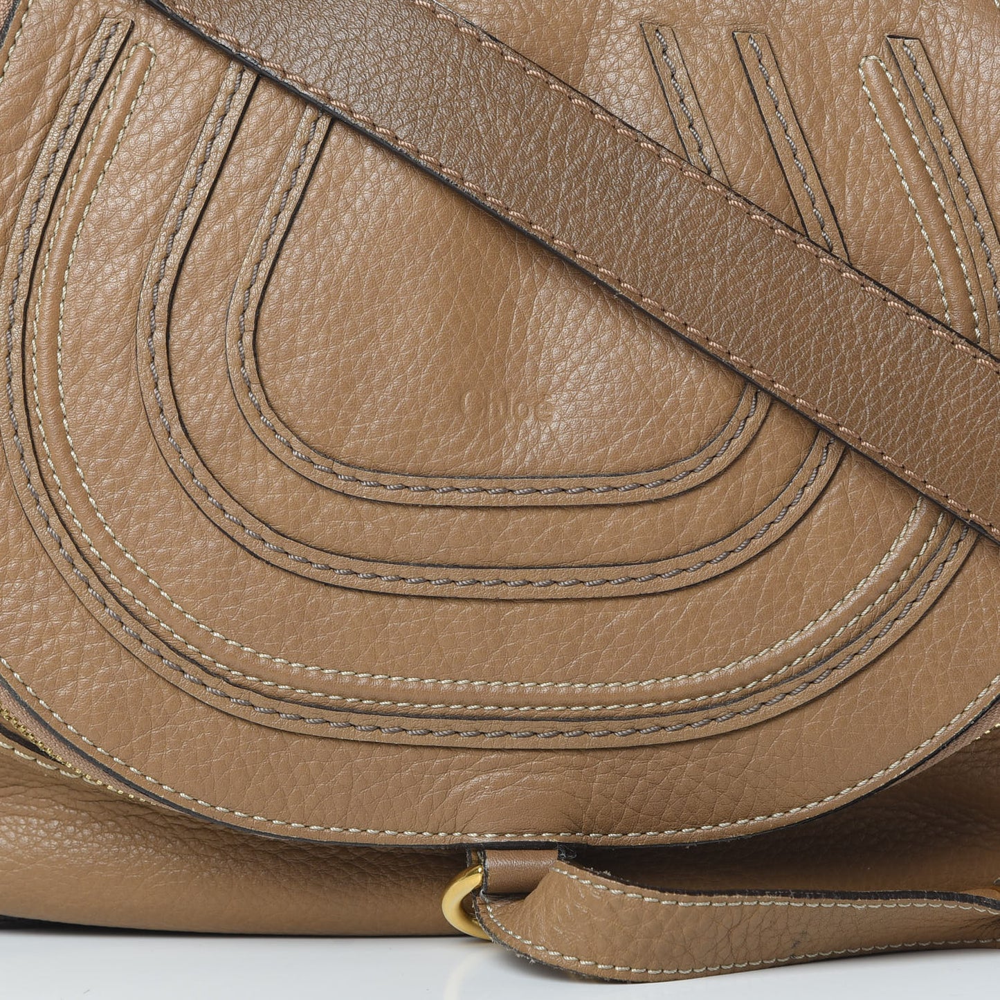 Calfskin Medium Marcie Round Zip Crossbody Bag Nut
