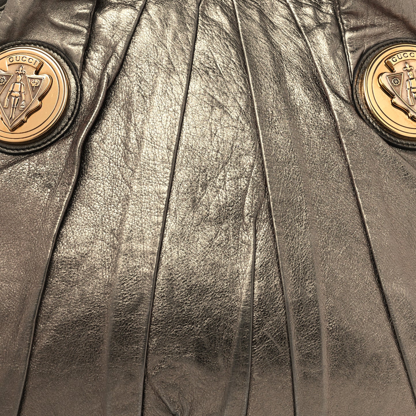 Metallic Calfskin Medium Hysteria Top Handle Bag Gold
