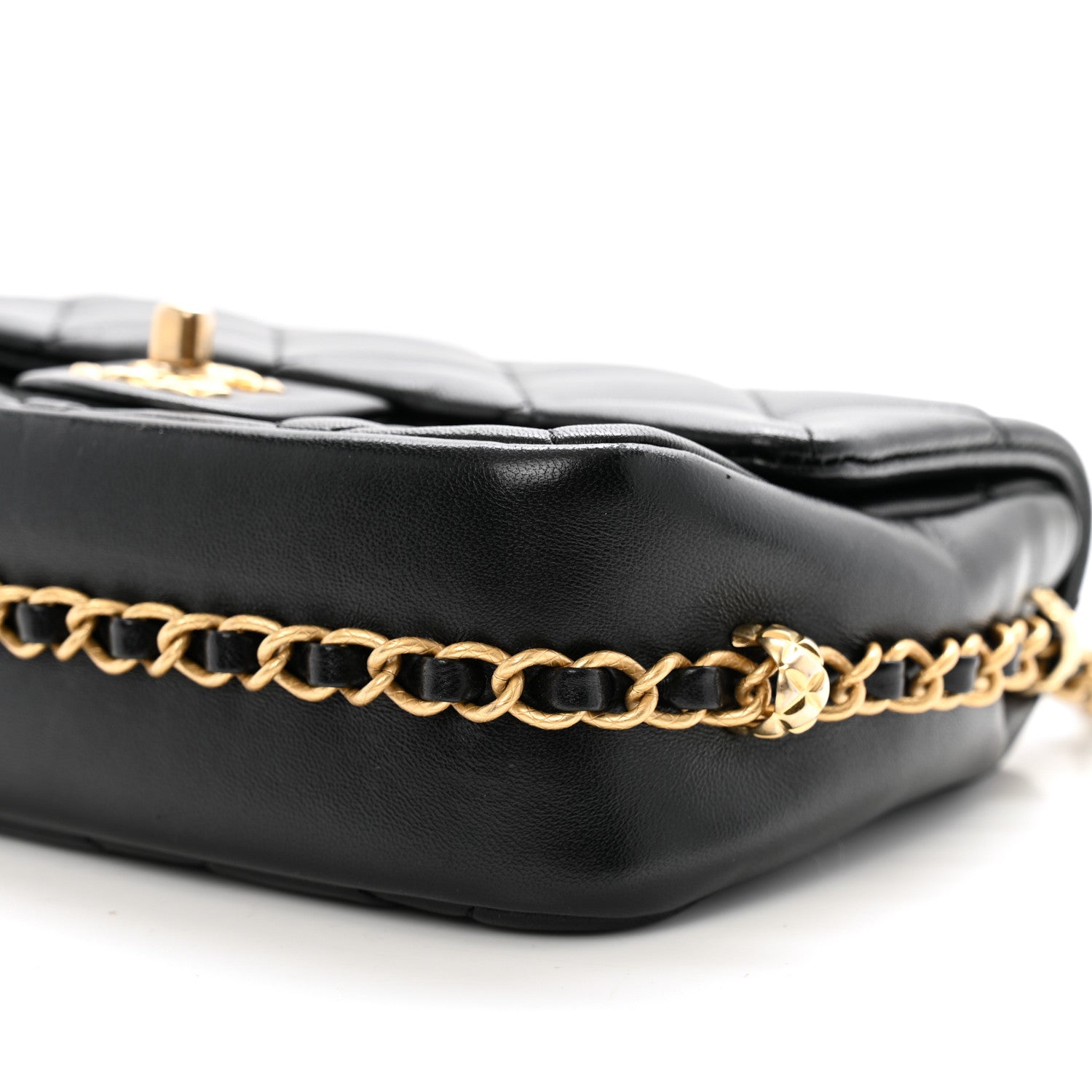 Chanel Lambskin Quilted Chain Around Mini Flap Bag Black 10 of 10