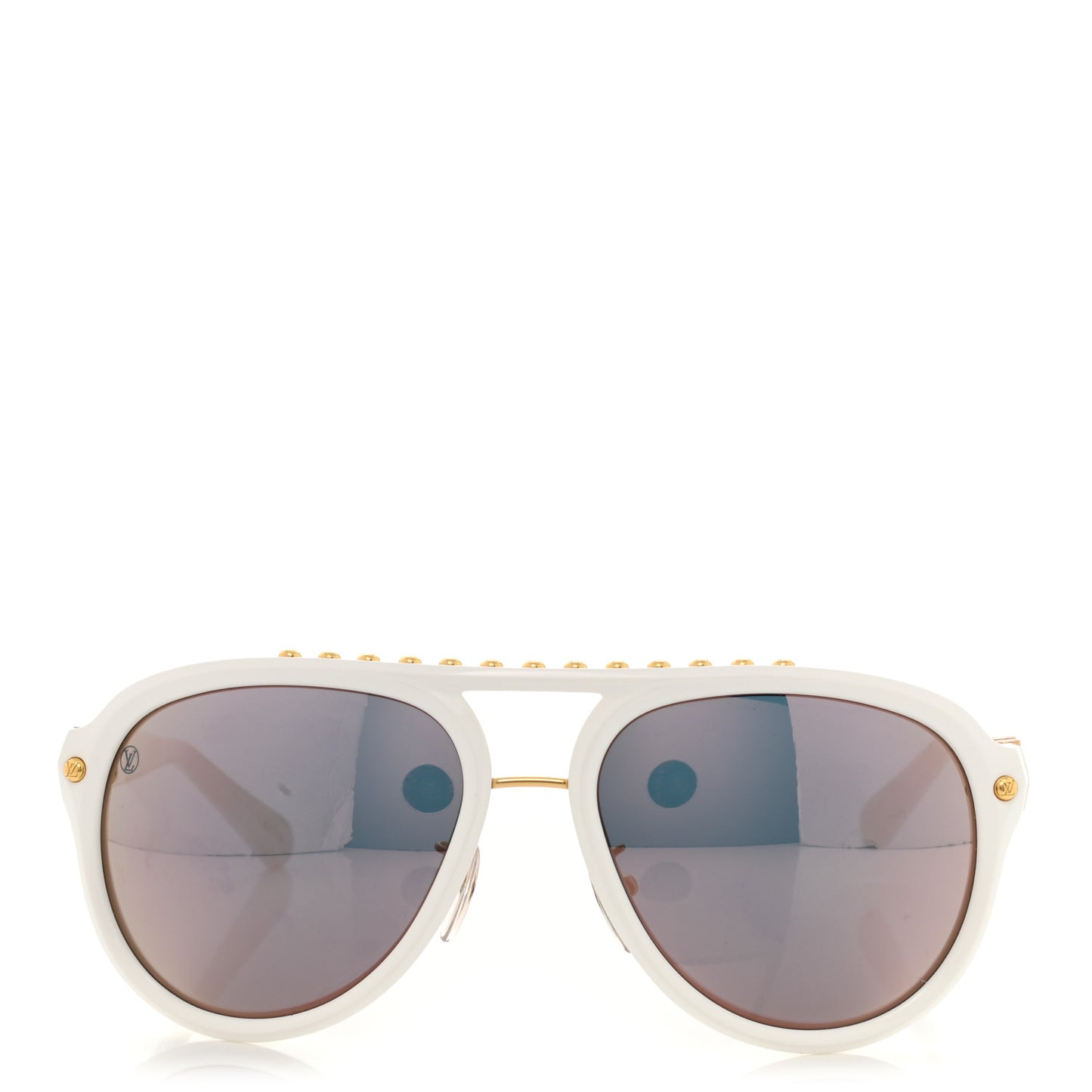 Acetate Aviator Serpico Studded Sunglasses Z2358W White