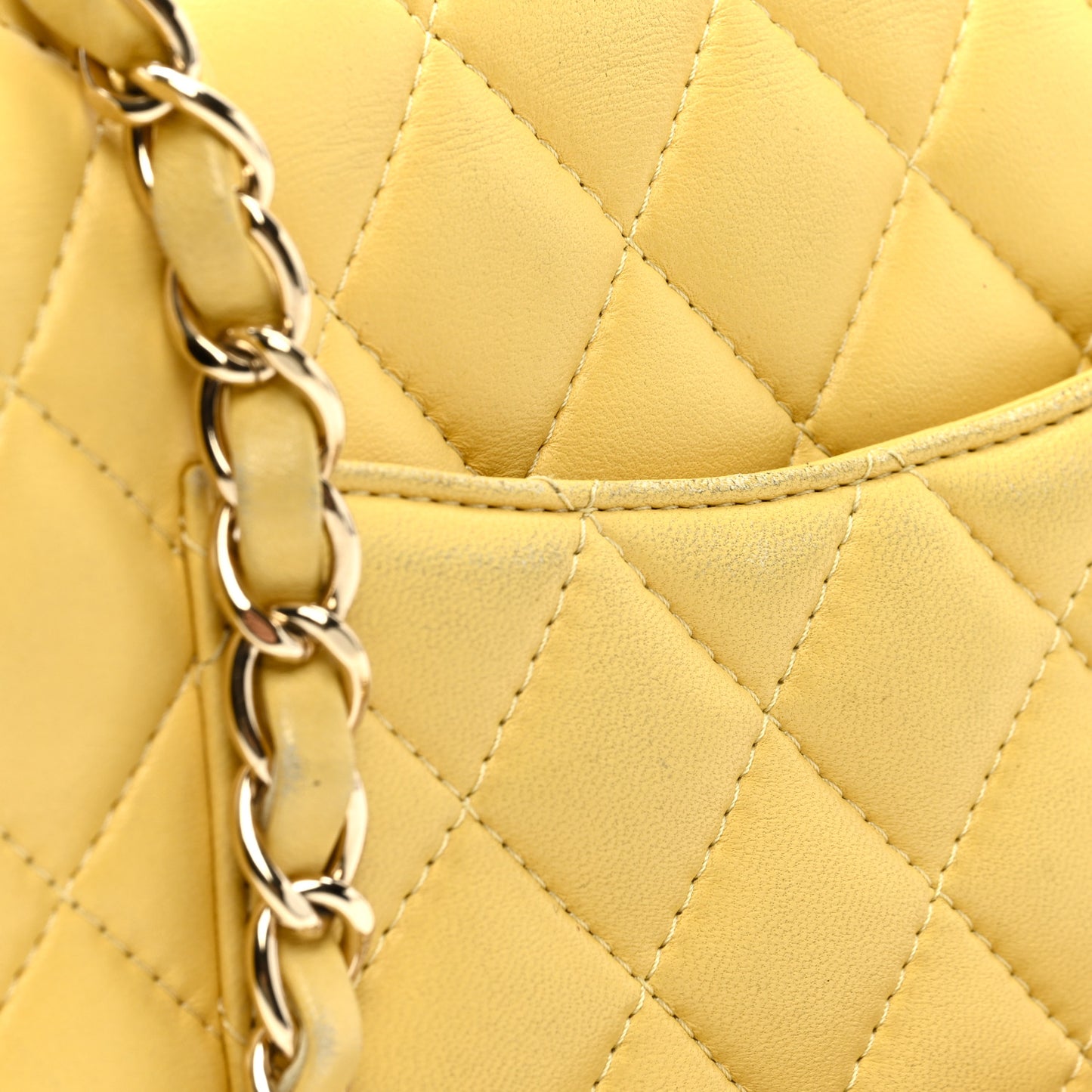 Lambskin Quilted Mini Rectangular Flap Yellow