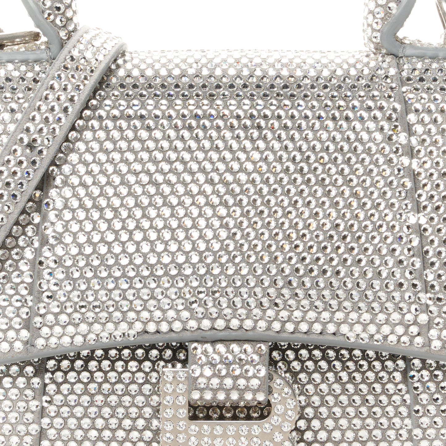 Strass Suede Hourglass Top Handle Bag XS Smoke Grey Crystal