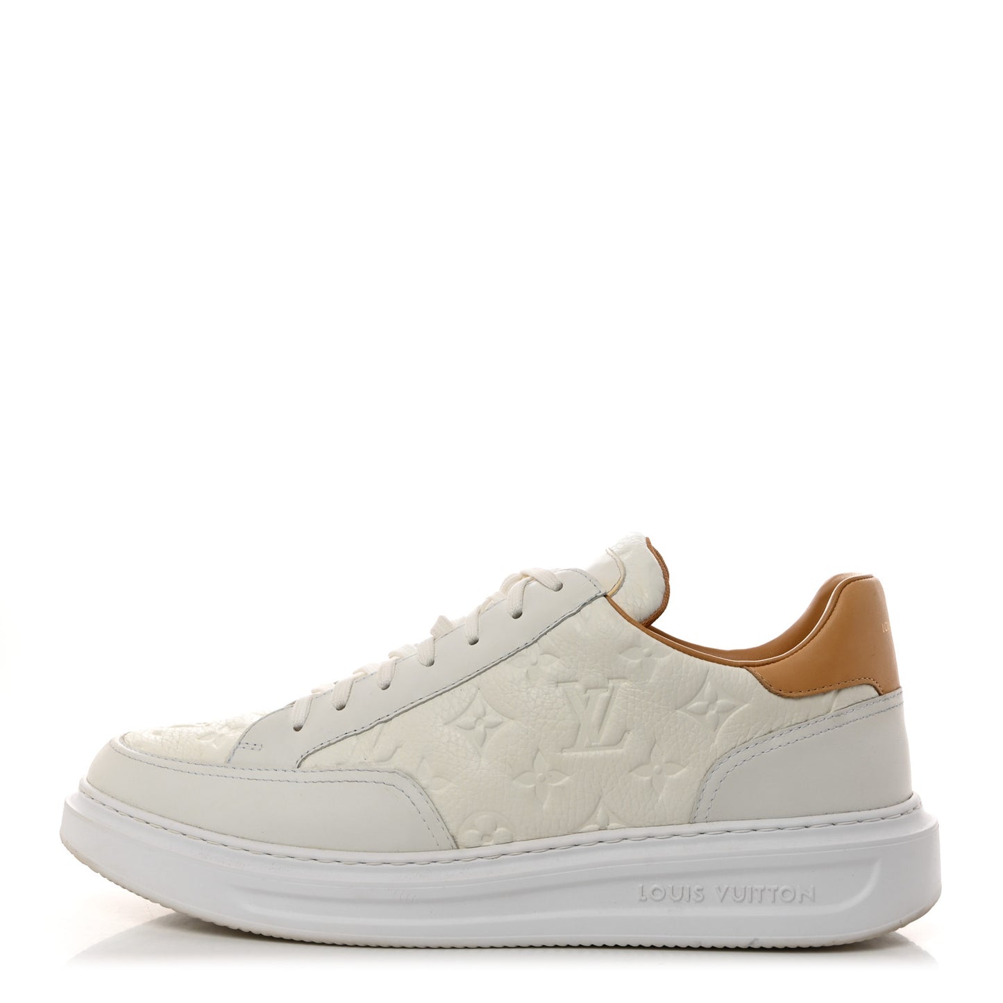 Grained Calfskin Embossed Monogram Mens Beverly Hills Sneakers 10 White
