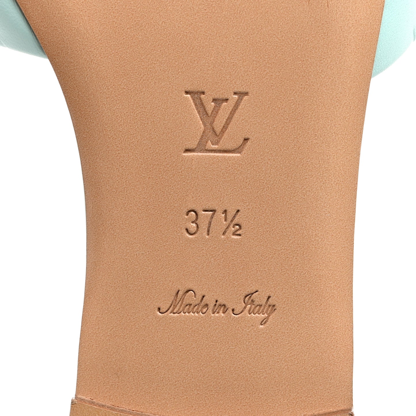 Lambskin Embossed Monogram Revival Flat Mules 37.5 Vert D'eau Green