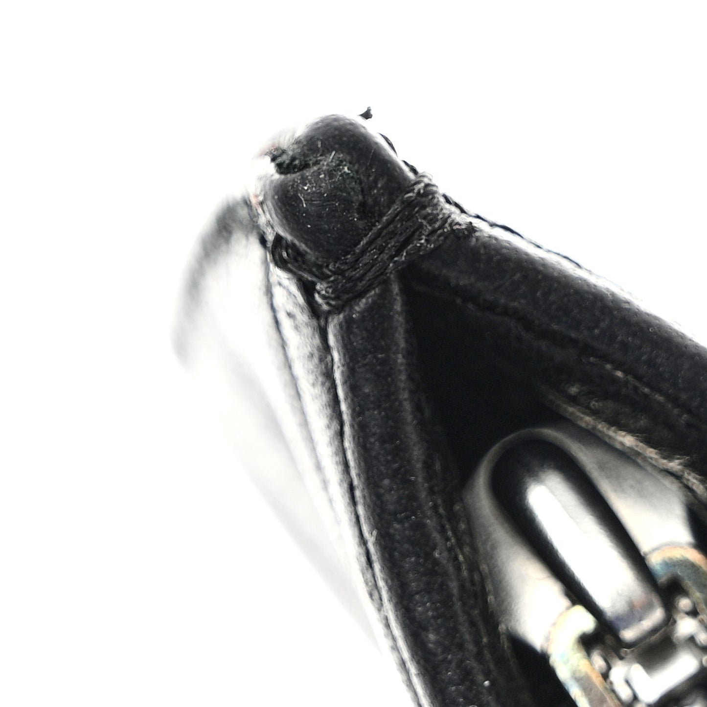 Grained Calfskin Dagger Coin Pouch Black