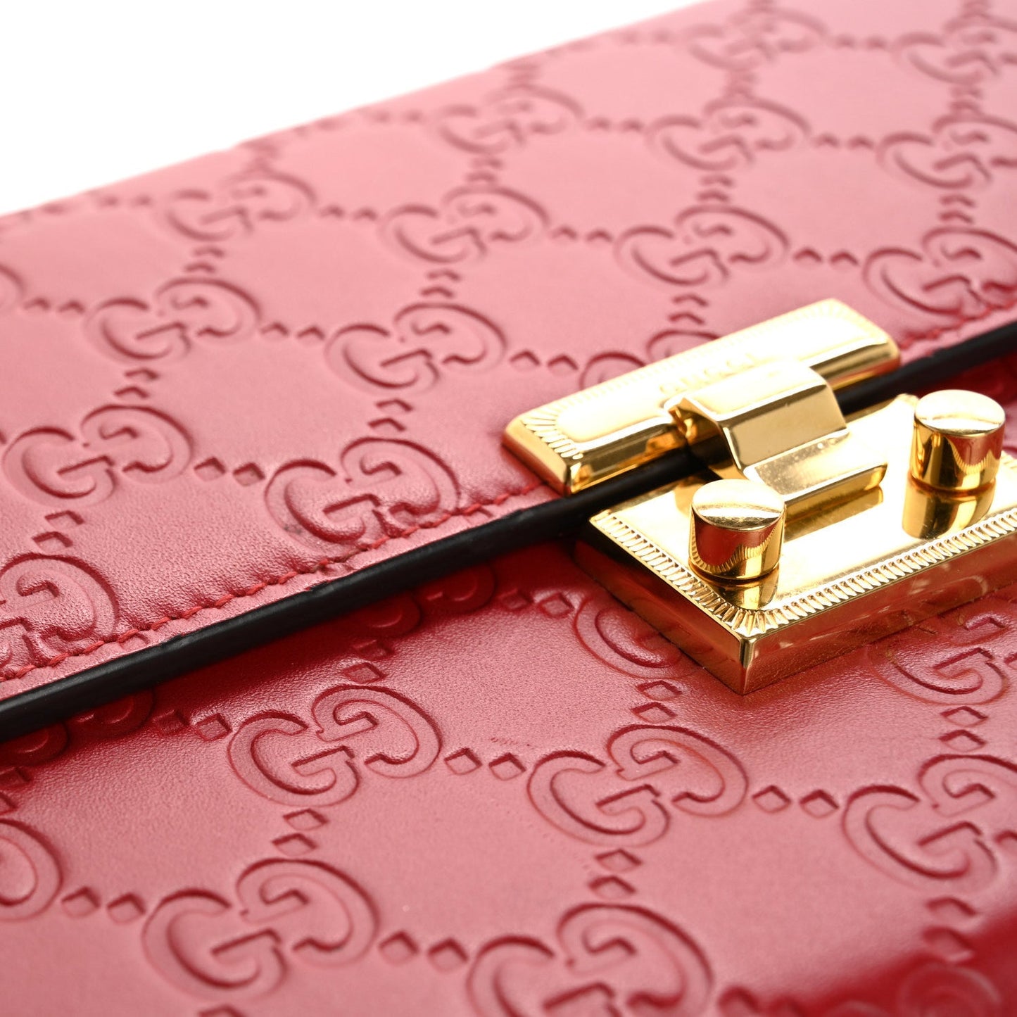 Guccissima Padlock Clutch Hibiscus Red
