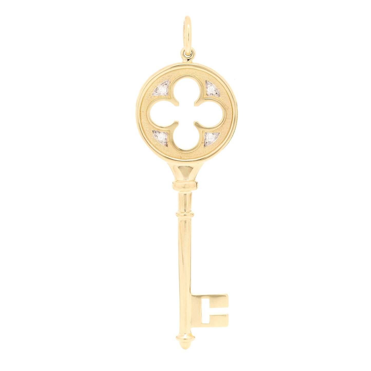 18K Yellow Gold Diamond Quatrefoil Key Pendant