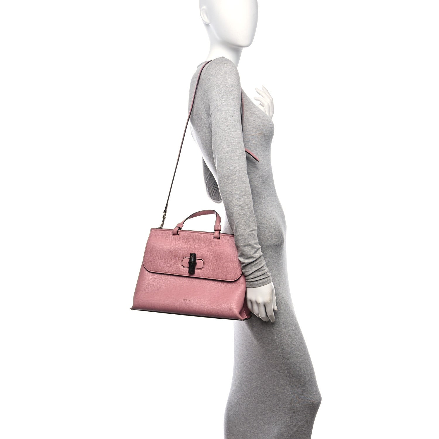Gucci Cellarius Calfskin Medium Bamboo Daily Top Handle Bag Carmine Rose 2 of 10