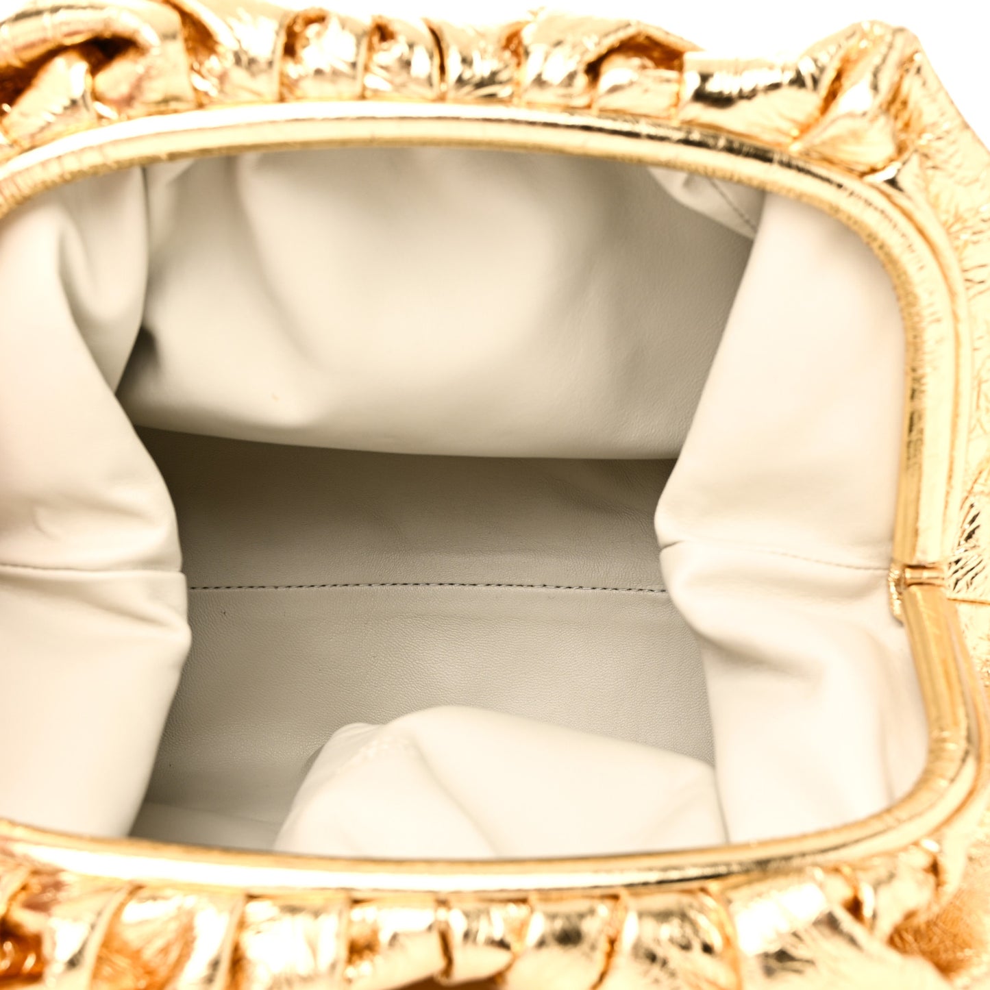 Metallic Crinkled Lambskin The Pouch Oversized Clutch Oro