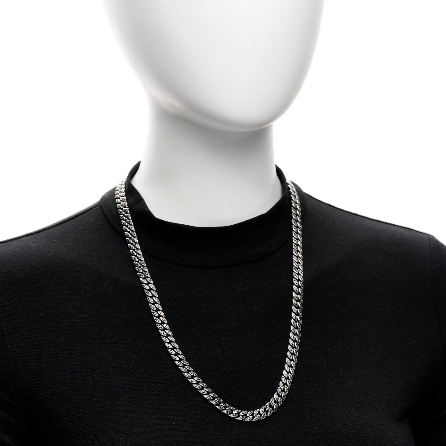 Sterling Silver Black Diamond 8mm Curb Chain Necklace