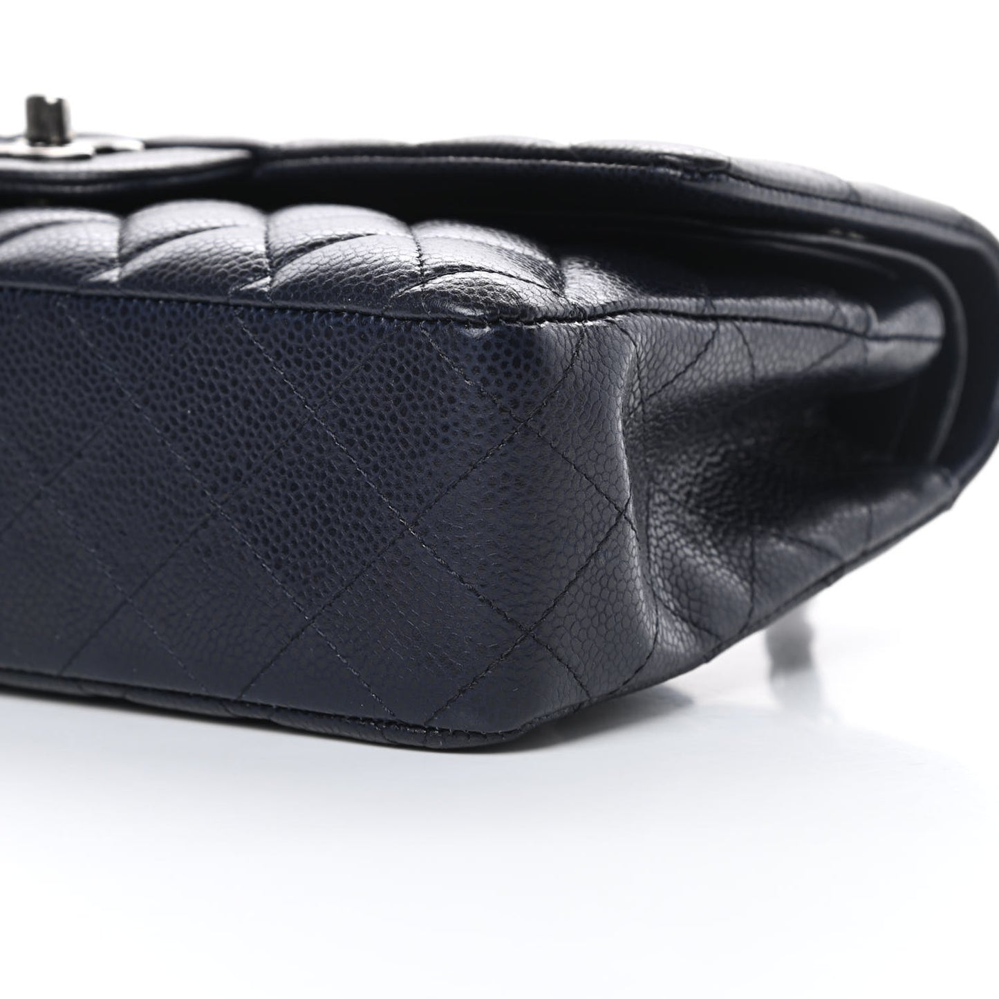 Caviar Quilted Medium Double Flap Navy