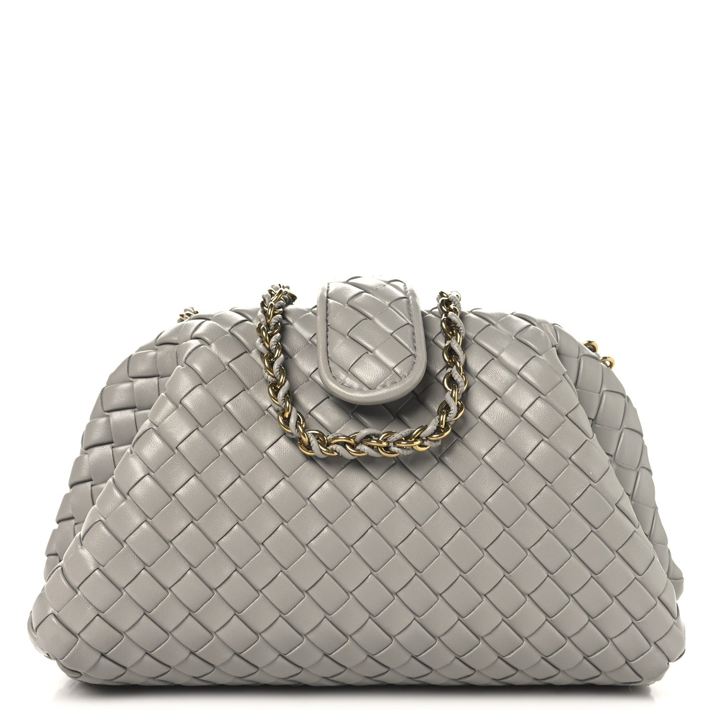 Nappa Intrecciato Small The Lauren 1980 Clutch With Chain Sterling