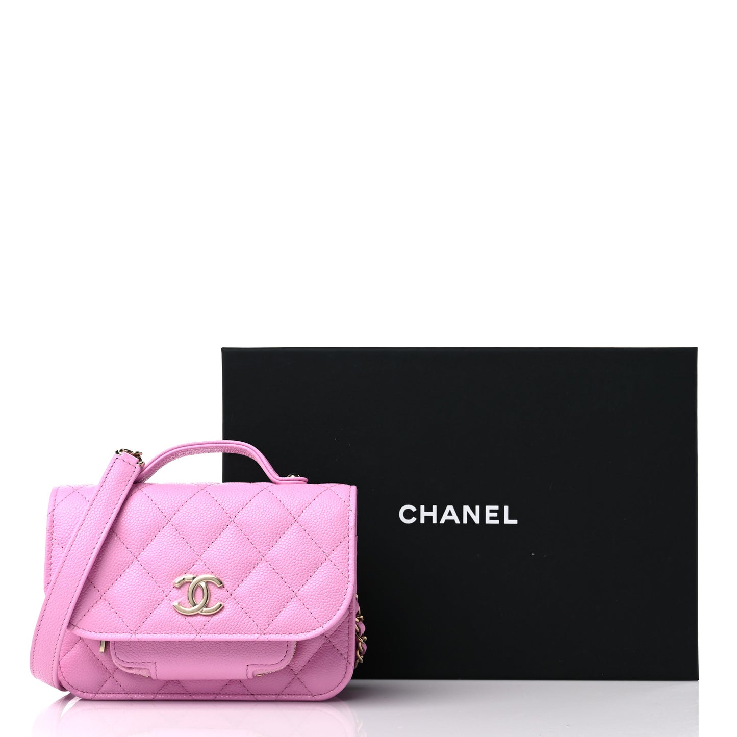 Caviar Quilted Business Affinity Clutch With Chain Flap Lilac