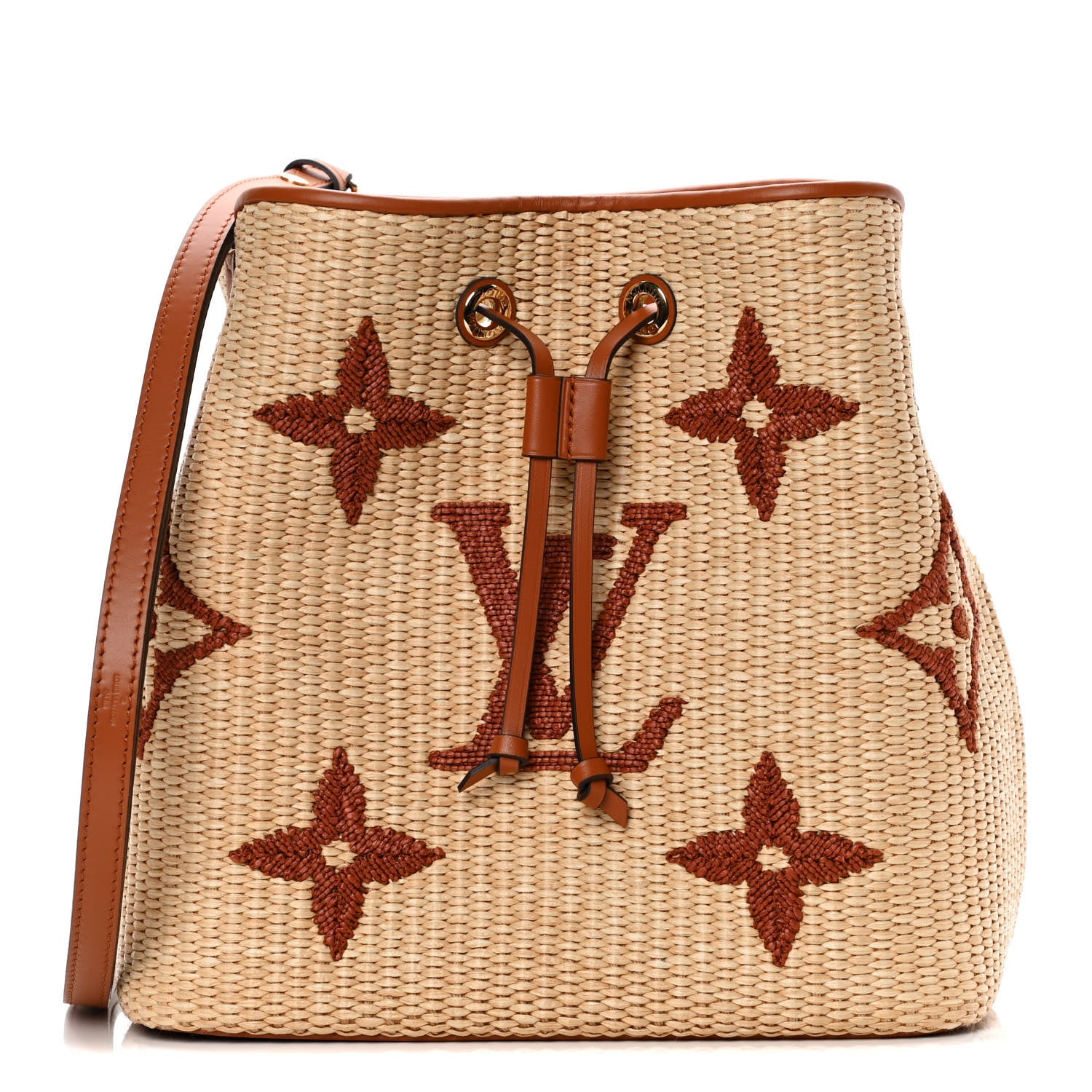 LOUIS VUITTONバッグ Louis Vuitton Raffia Calfskin Monogram Neonoe MM Tan 854558