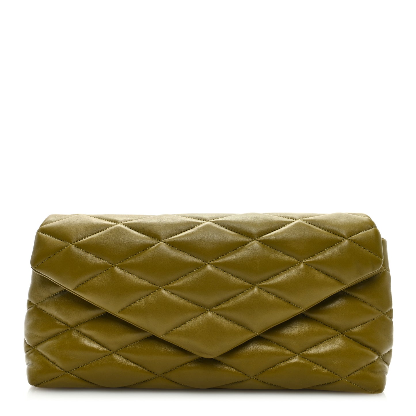 Lambskin Quilted Sade Puffer Envelope Clutch Light Sage