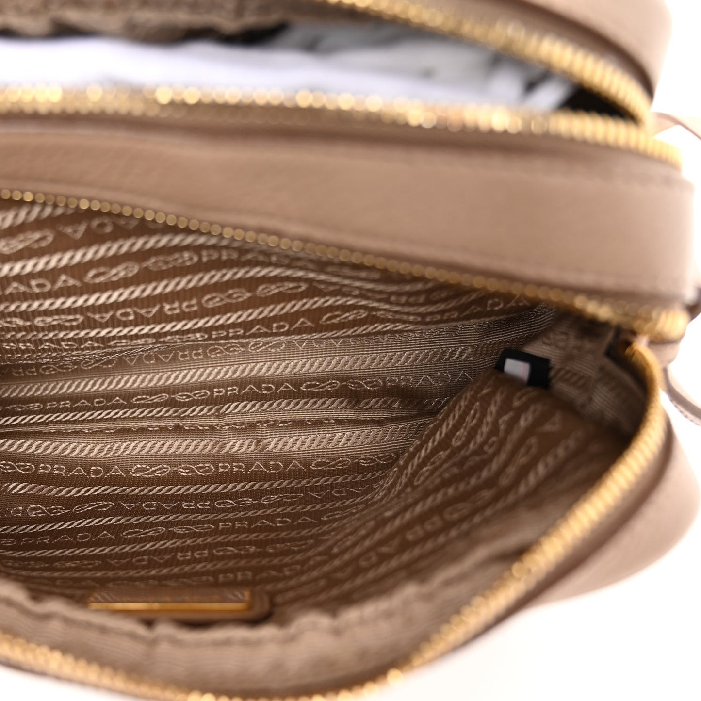 Vitello Daino Medium Double Zip Shoulder Bag Cammeo