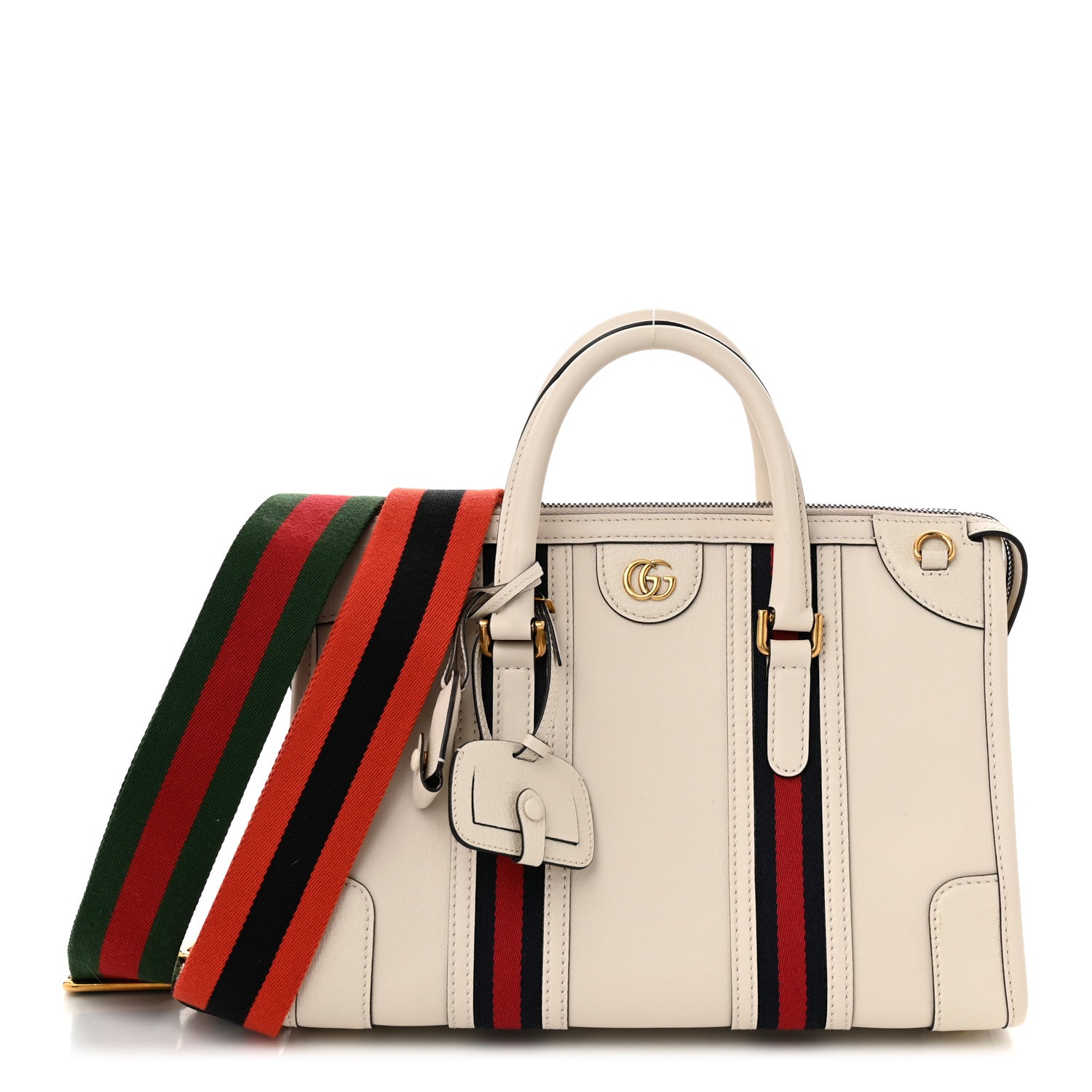バッグ GUCCI Gucci Koi Calfskin Medium Bauletto Duffle Top Handle Bag White