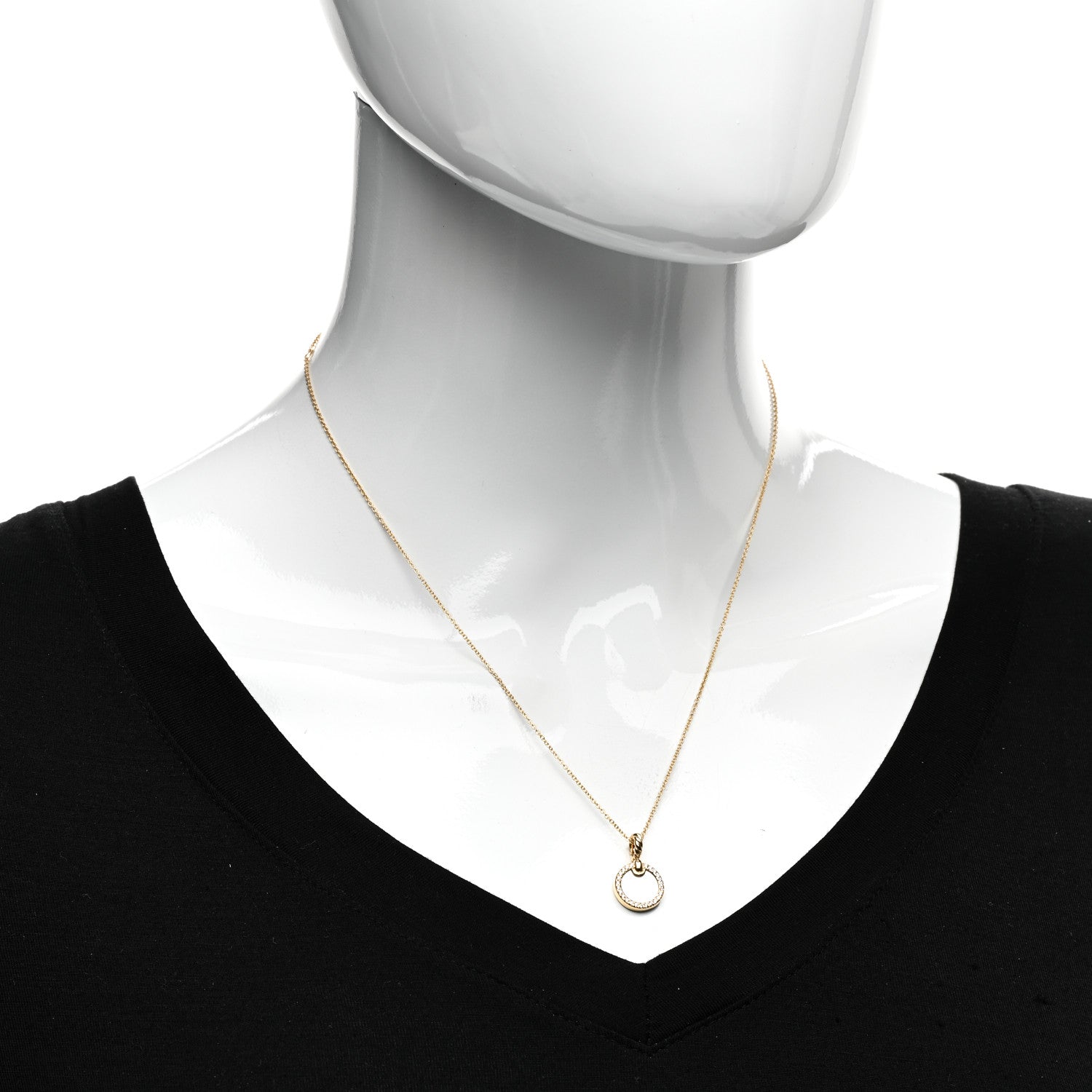 David Yurman 18K Yellow Gold Diamond Mother of Pearl Petite Elements Necklace 2 of 4