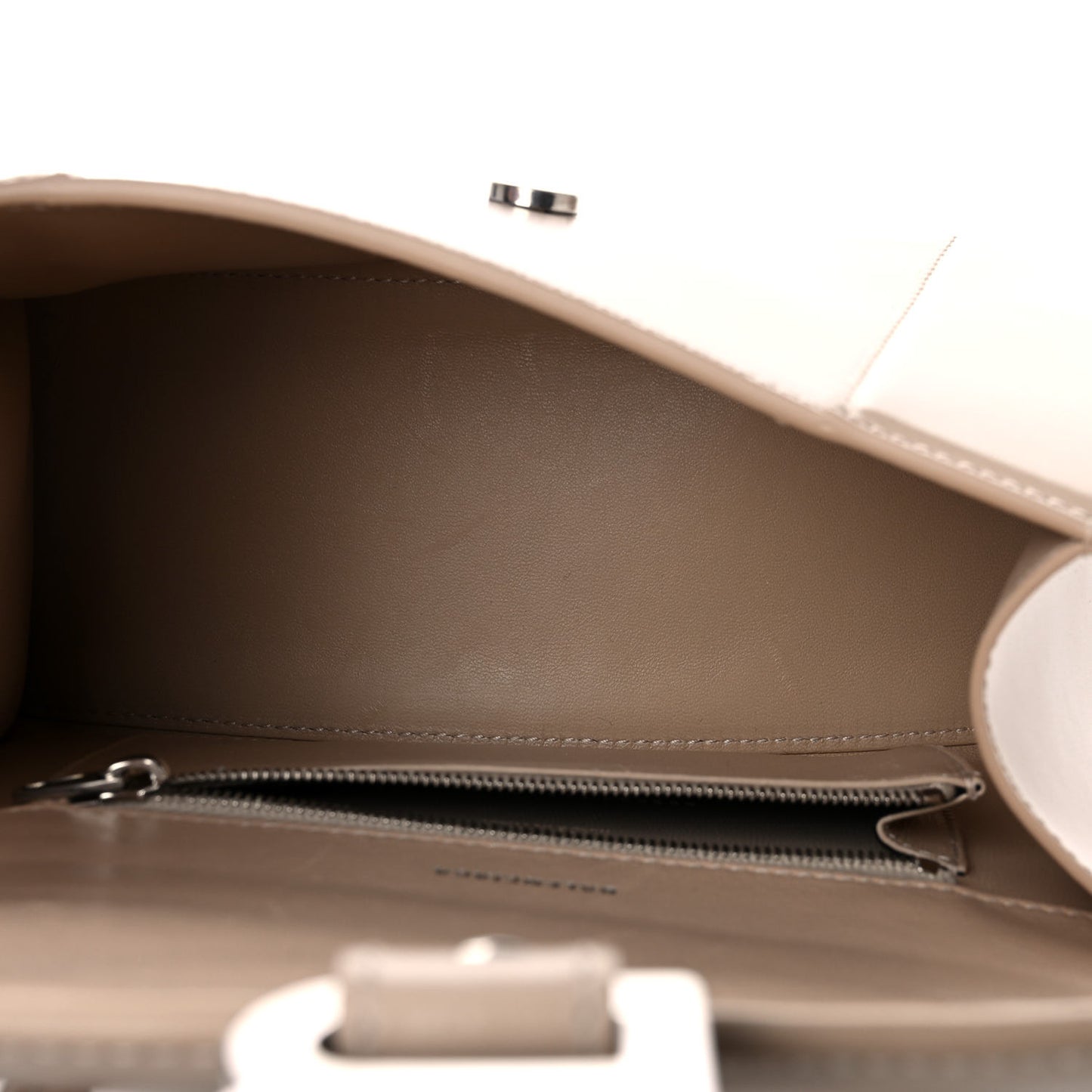 Shiny Box Calfskin Small Hourglass Top Handle Bag Light Beige