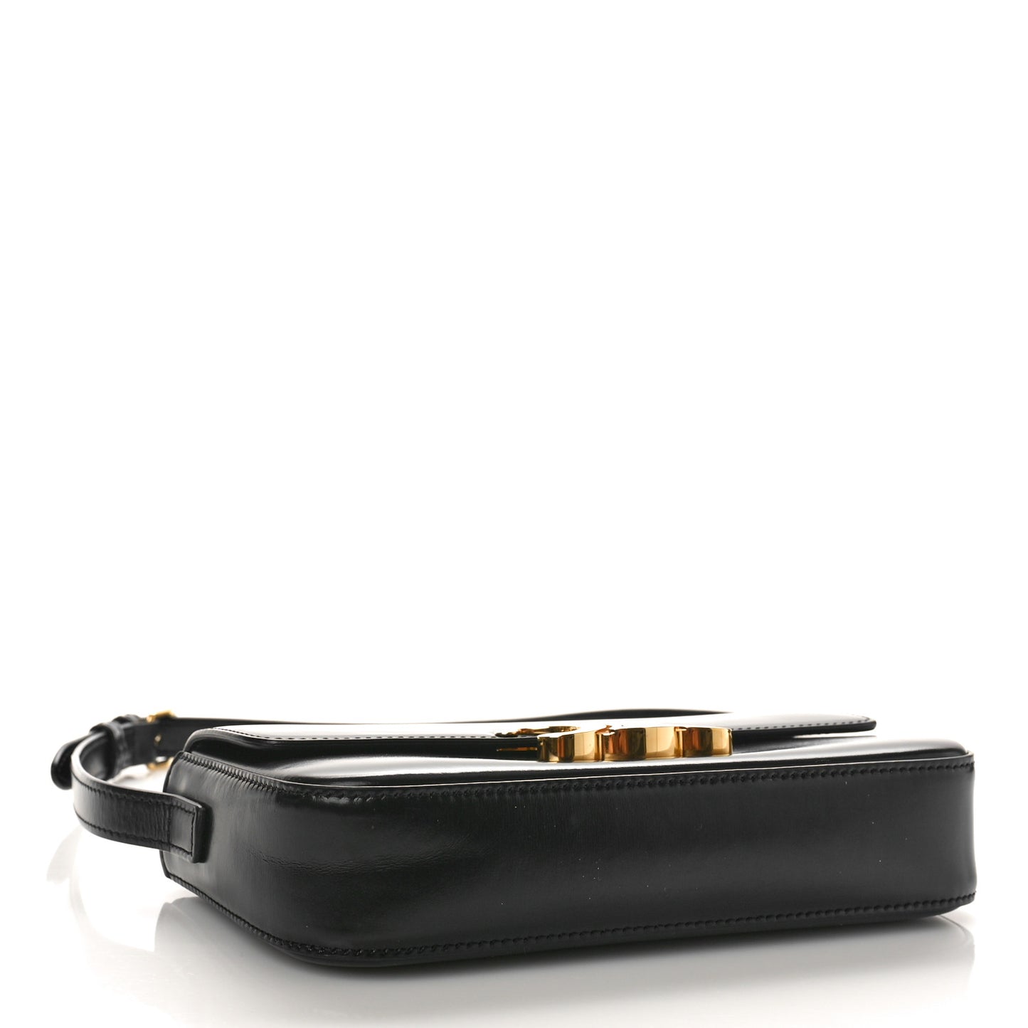 Shiny Calfskin Triomphe Shoulder Bag Black