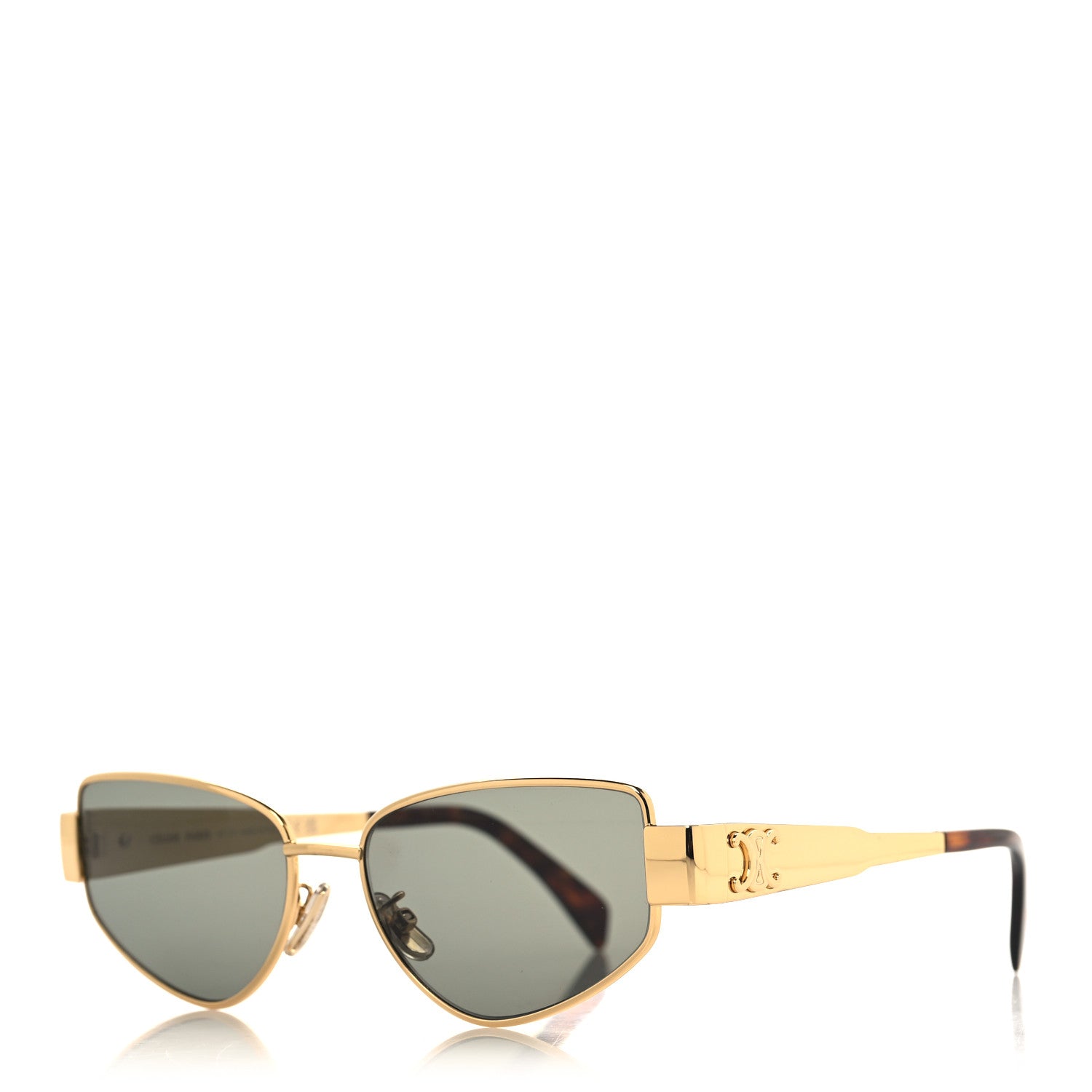 Celine Metal Triomphe Cat Eye Sunglasses CL40293U Gold Green 1 of 7