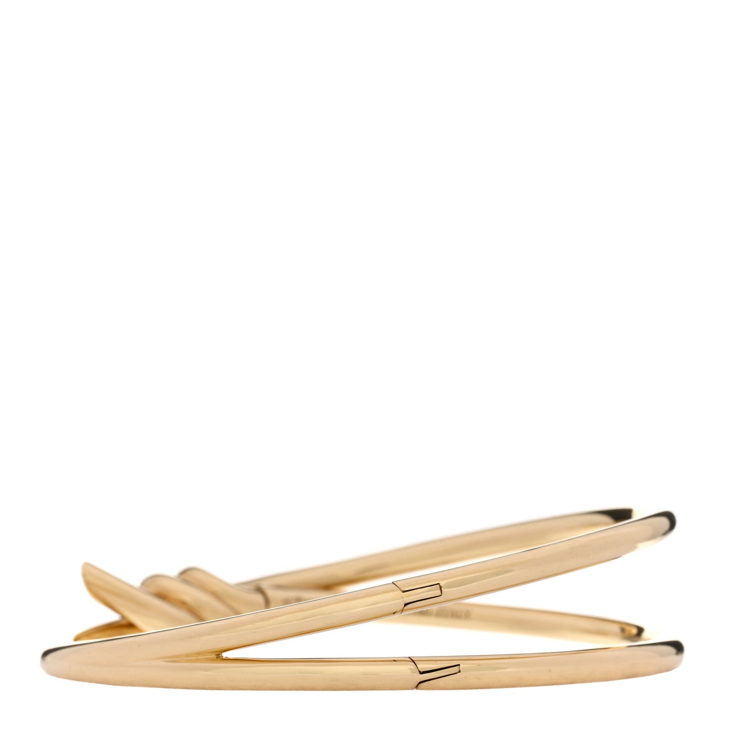 18K Yellow Gold Double Row Knot Hinged Bangle Bracelet