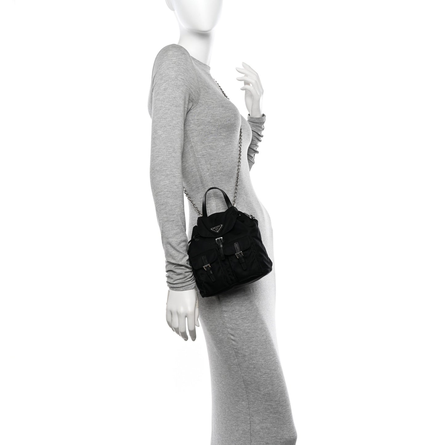 Nylon Vela Mini Crossbody Backpack Black