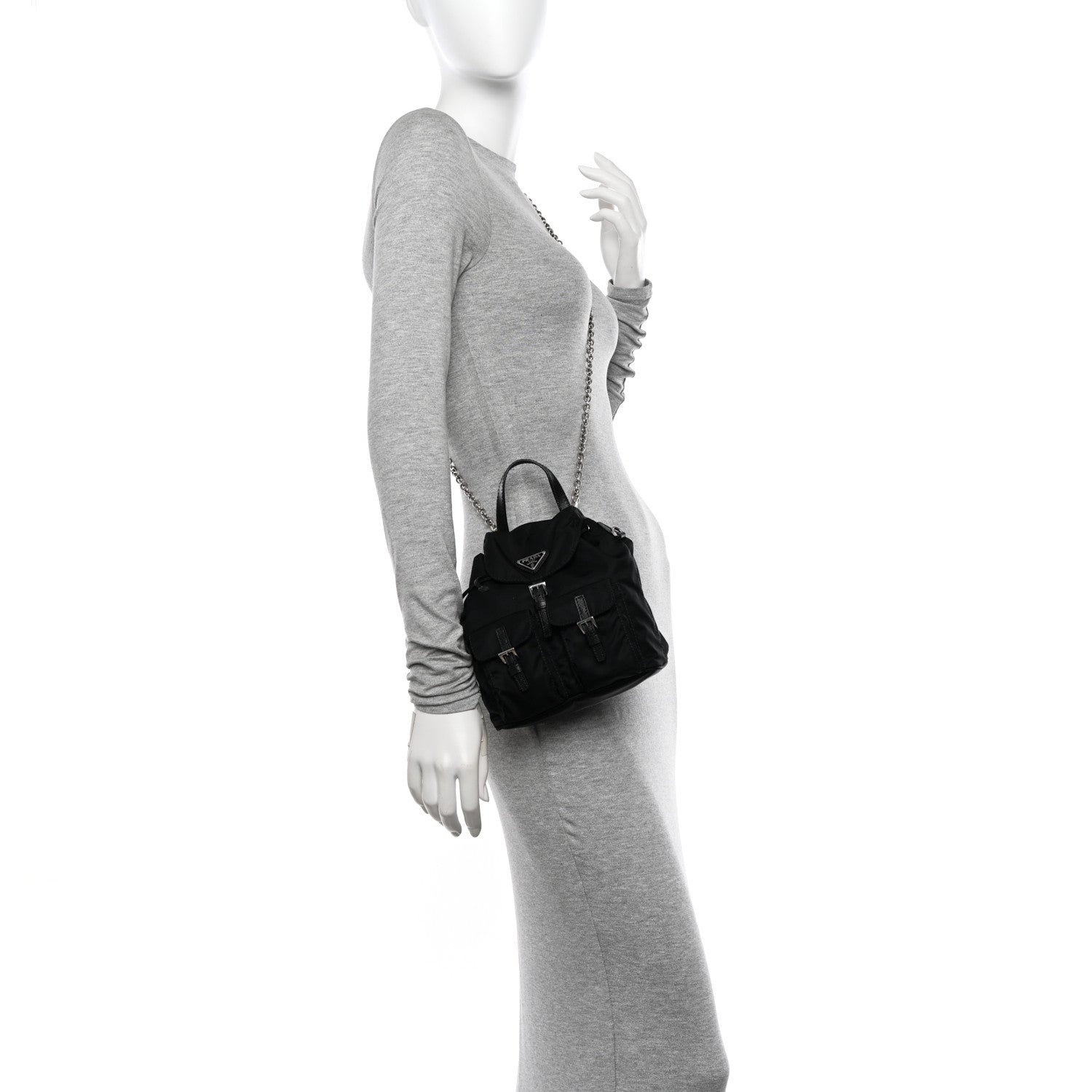 Prada Nylon Vela Mini Crossbody Backpack Black 2 of 9