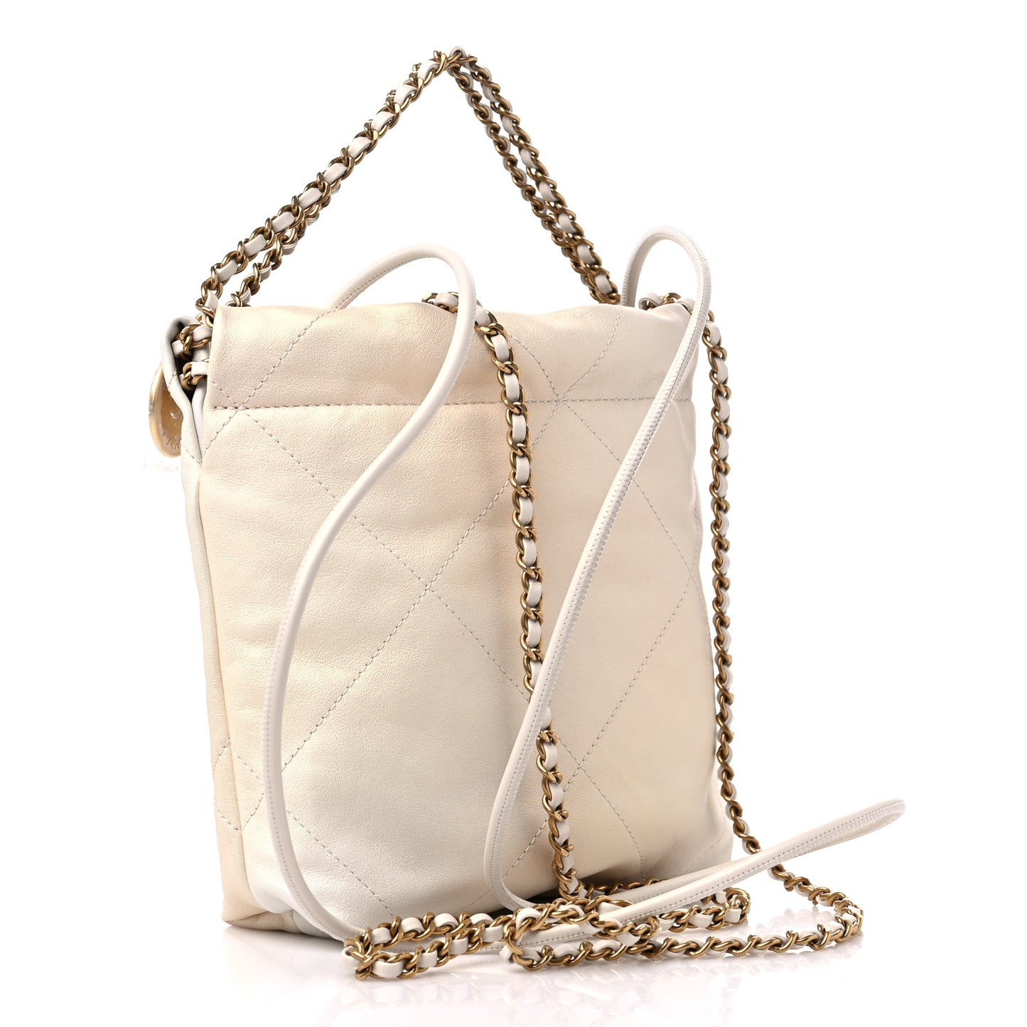 Pearly Shaded Calfskin Quilted Mini Chanel 22 Ecru Golden