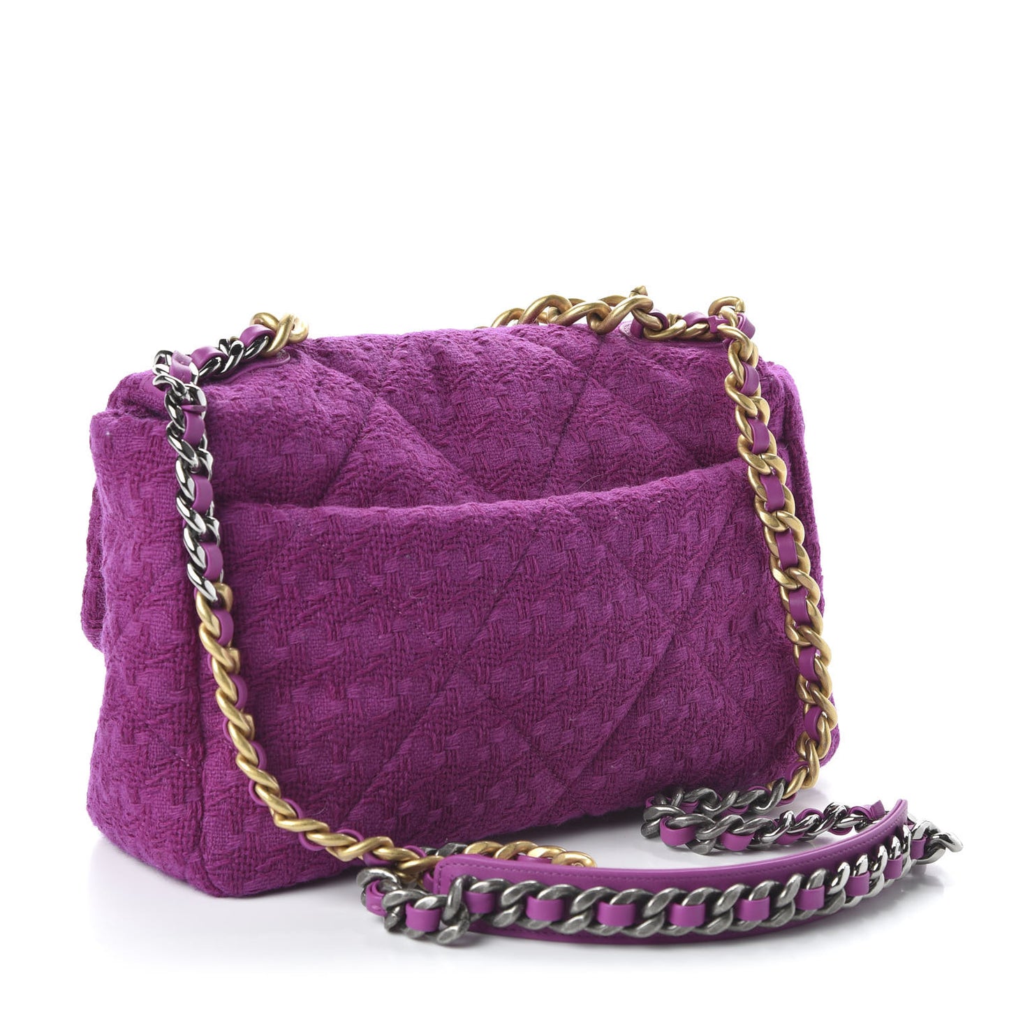 Tweed Quilted Large 19 Flap Purple