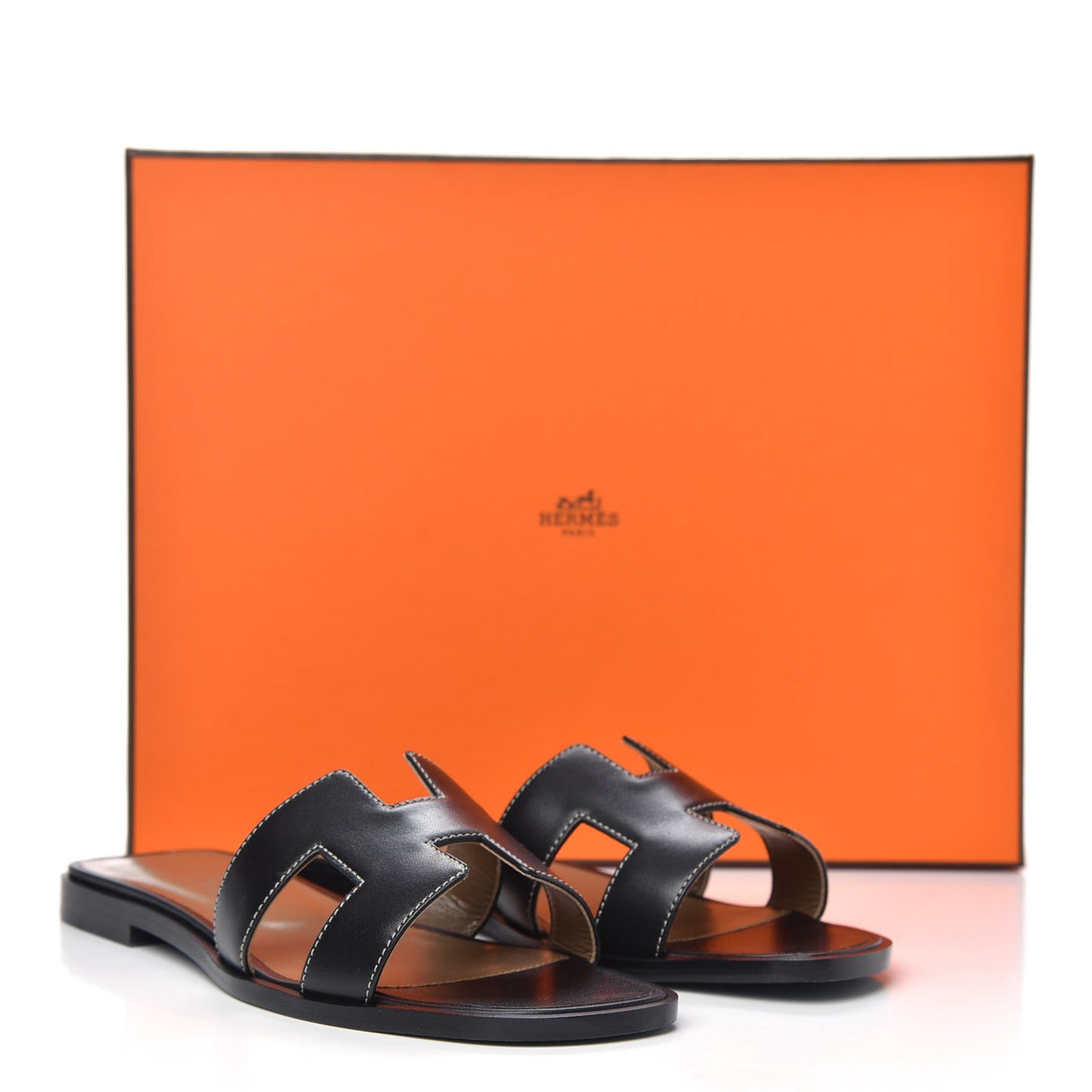 Box Calfskin Oran Sandals 35.5 Black