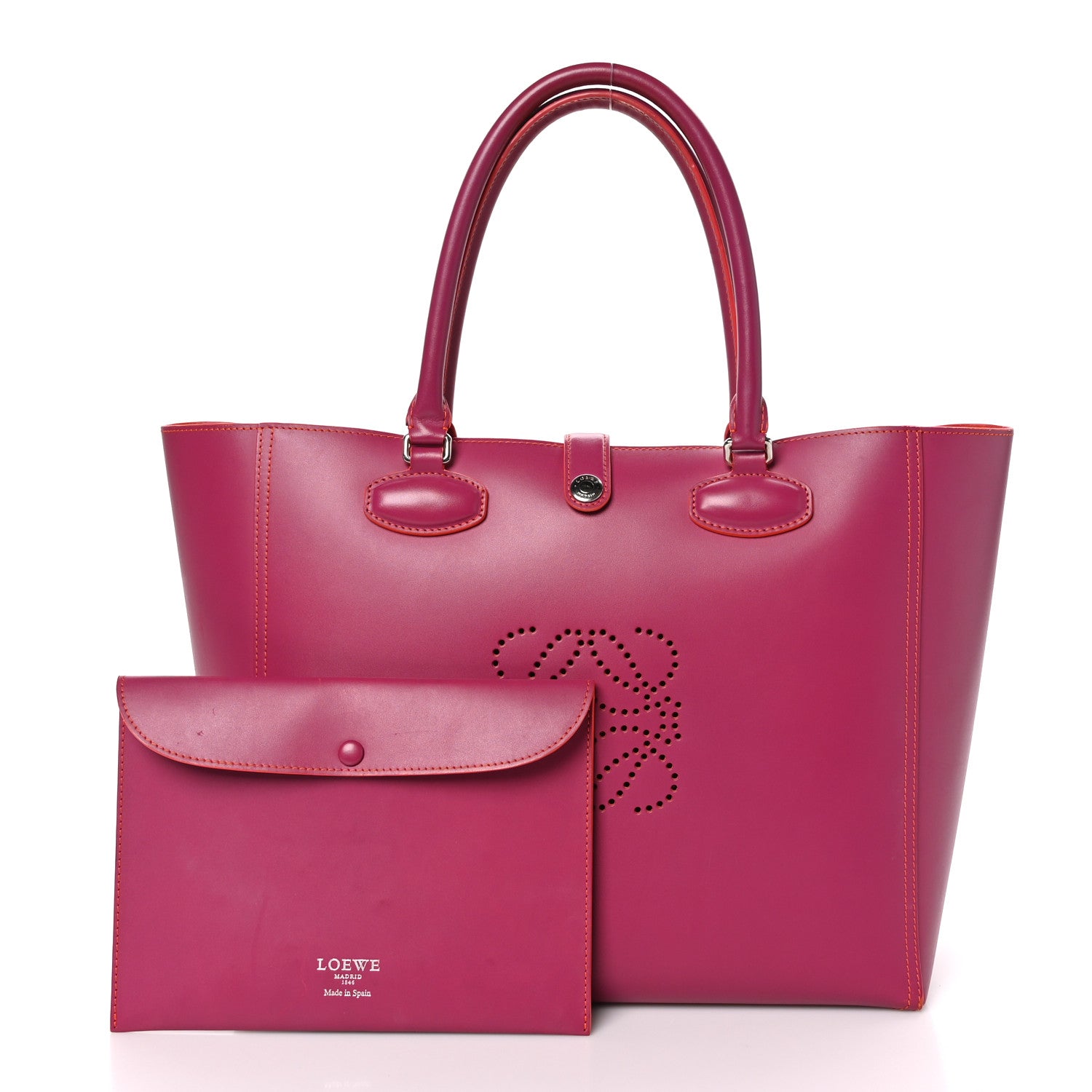 Loewe Smooth Calfskin Perforated Leo Bag Fuchsia 3 of 13