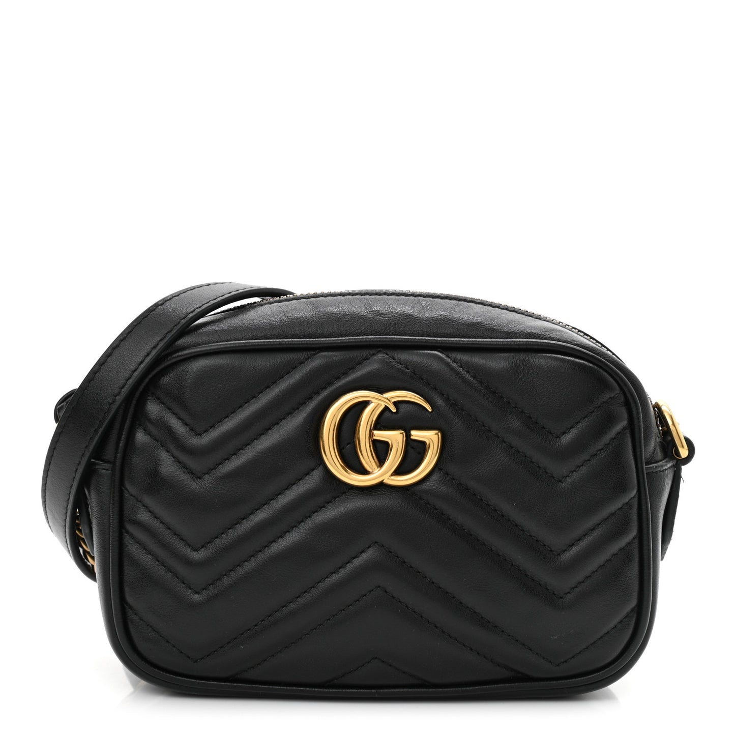 Calfskin Matelasse Mini GG Marmont Chain Shoulder Bag Black
