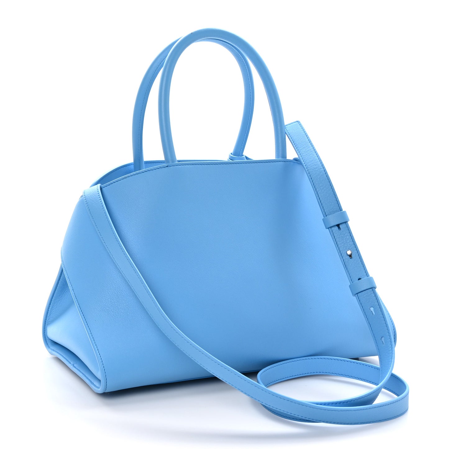 Natural Grain Calfskin Small Hug Bag Light Blue