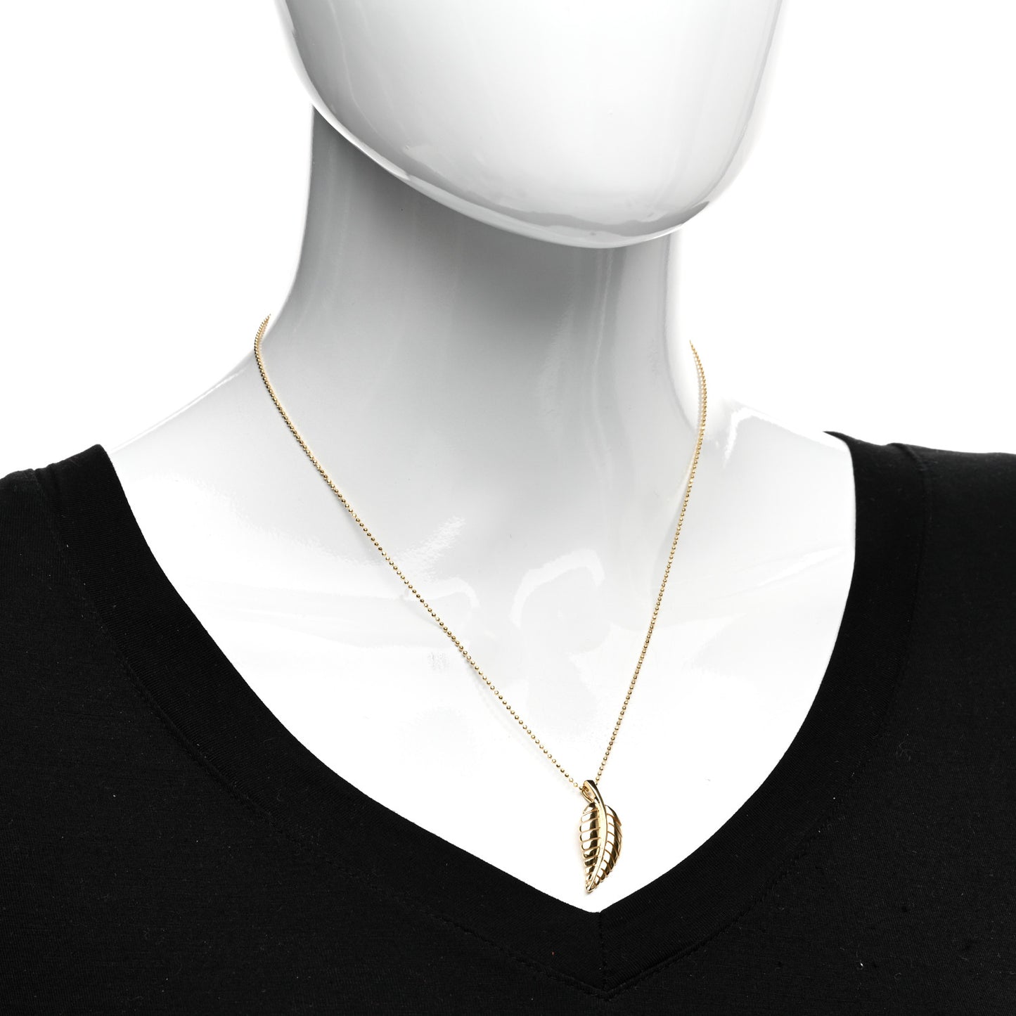 18K Yellow Gold Small Leaf Necklace
