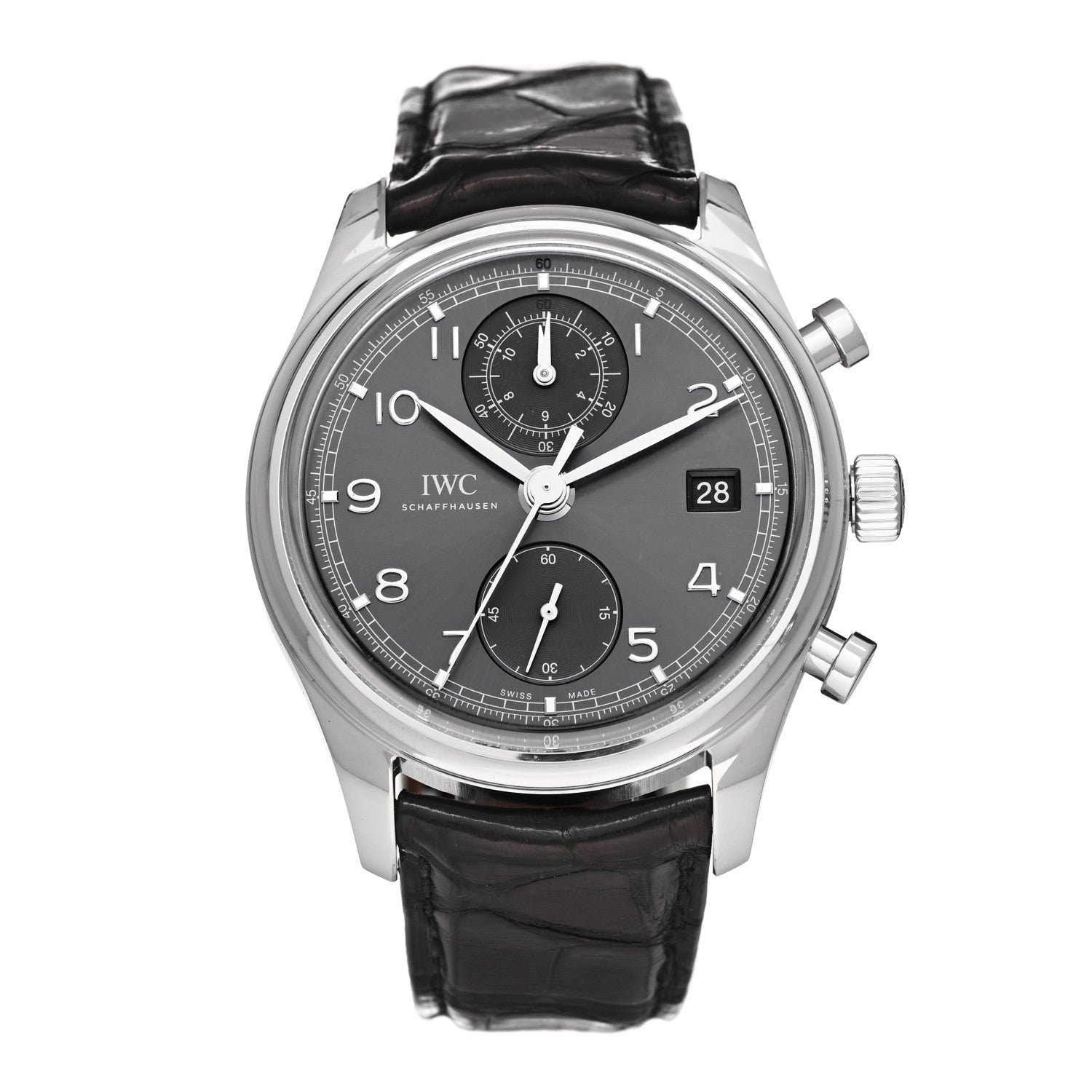 IWC Stainless Steel Alligator 42mm Portugieser Chronograph Automatic Watch Grey IW390404 1 of 6