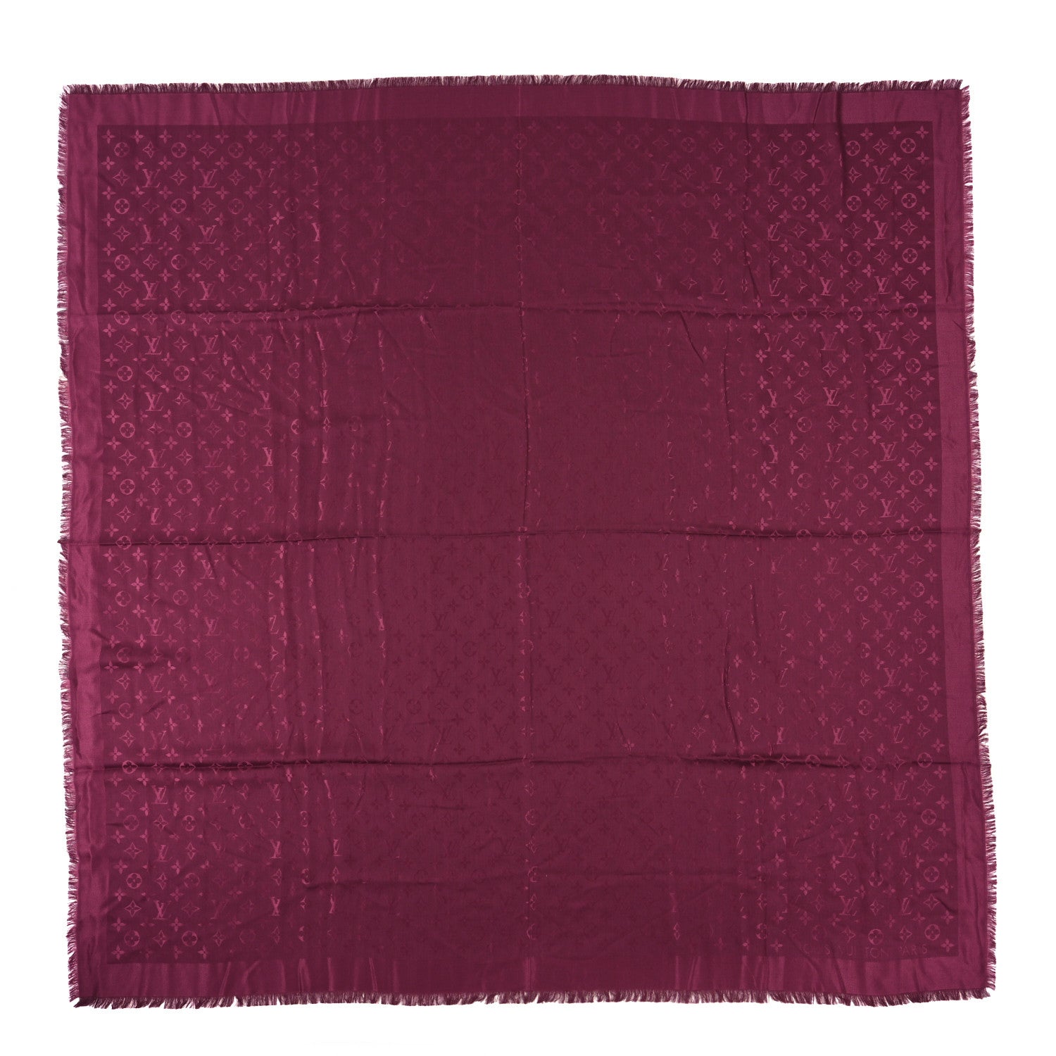 Louis Vuitton Silk Wool Monogram Shawl Wine Red 1 of 4