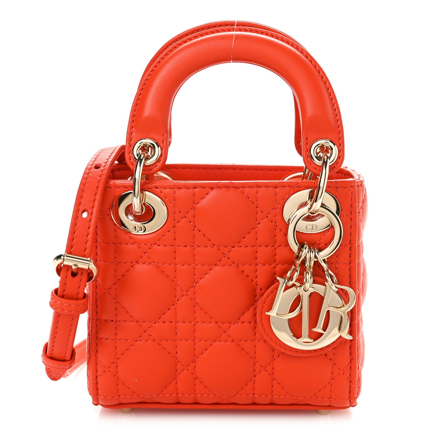 Lambskin Cannage Micro Lady Dior Orange
