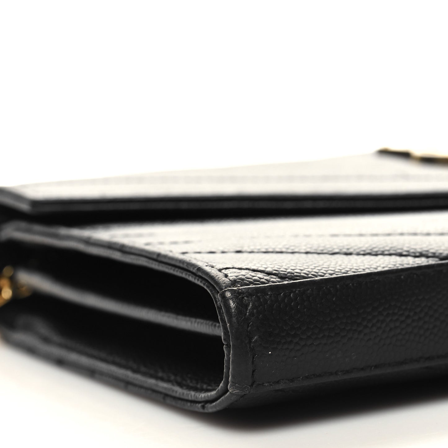 Grain De Poudre Matelasse Chevron Monogram Chain Wallet Black